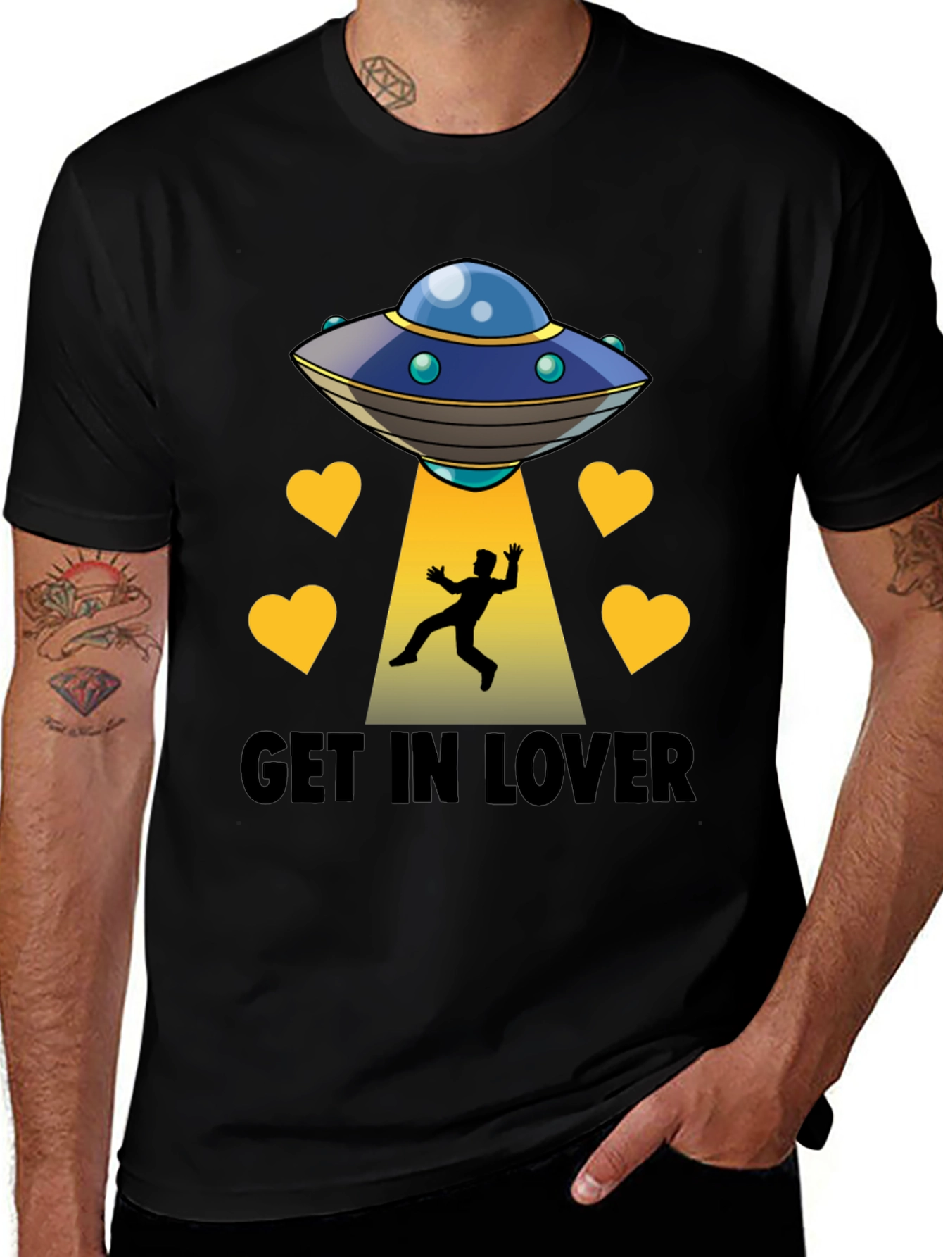 Black Get In Lover UFO Abduction Graphic Tee main image