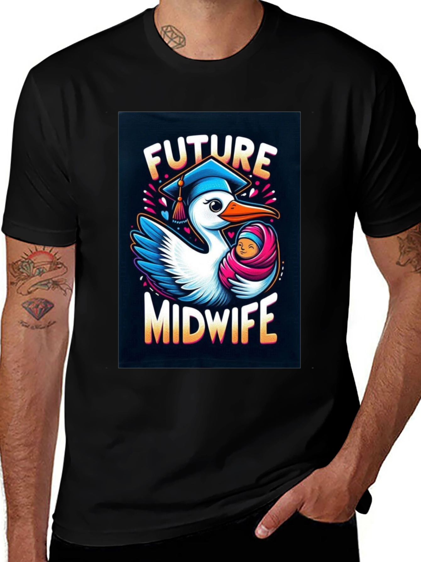 Variant 13 of Future Midwife Stork Graphic Tee