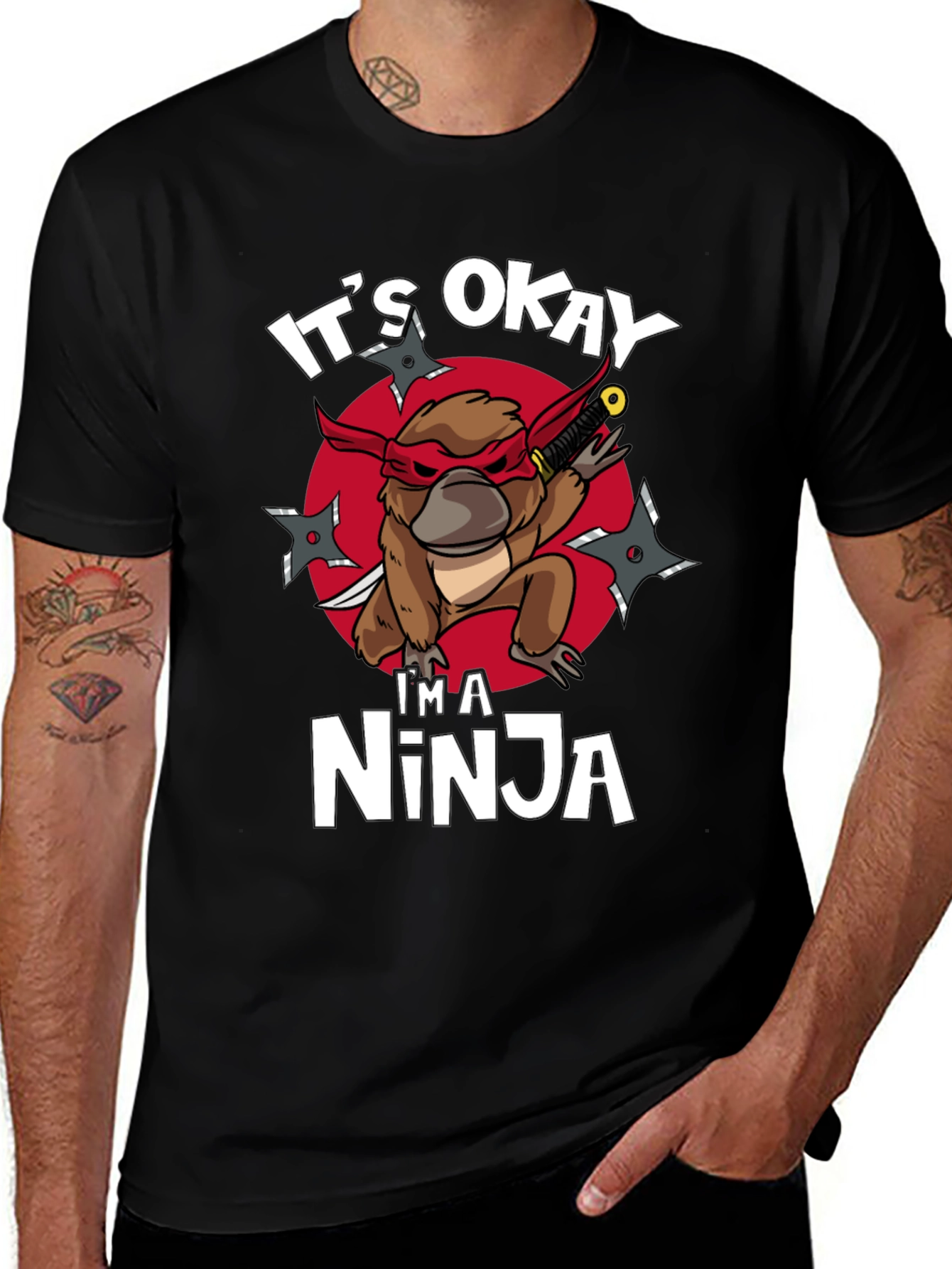 Variant 6 of Ninja Platypus Graphic Tee - It's Okay I'm a Ninja Shirt