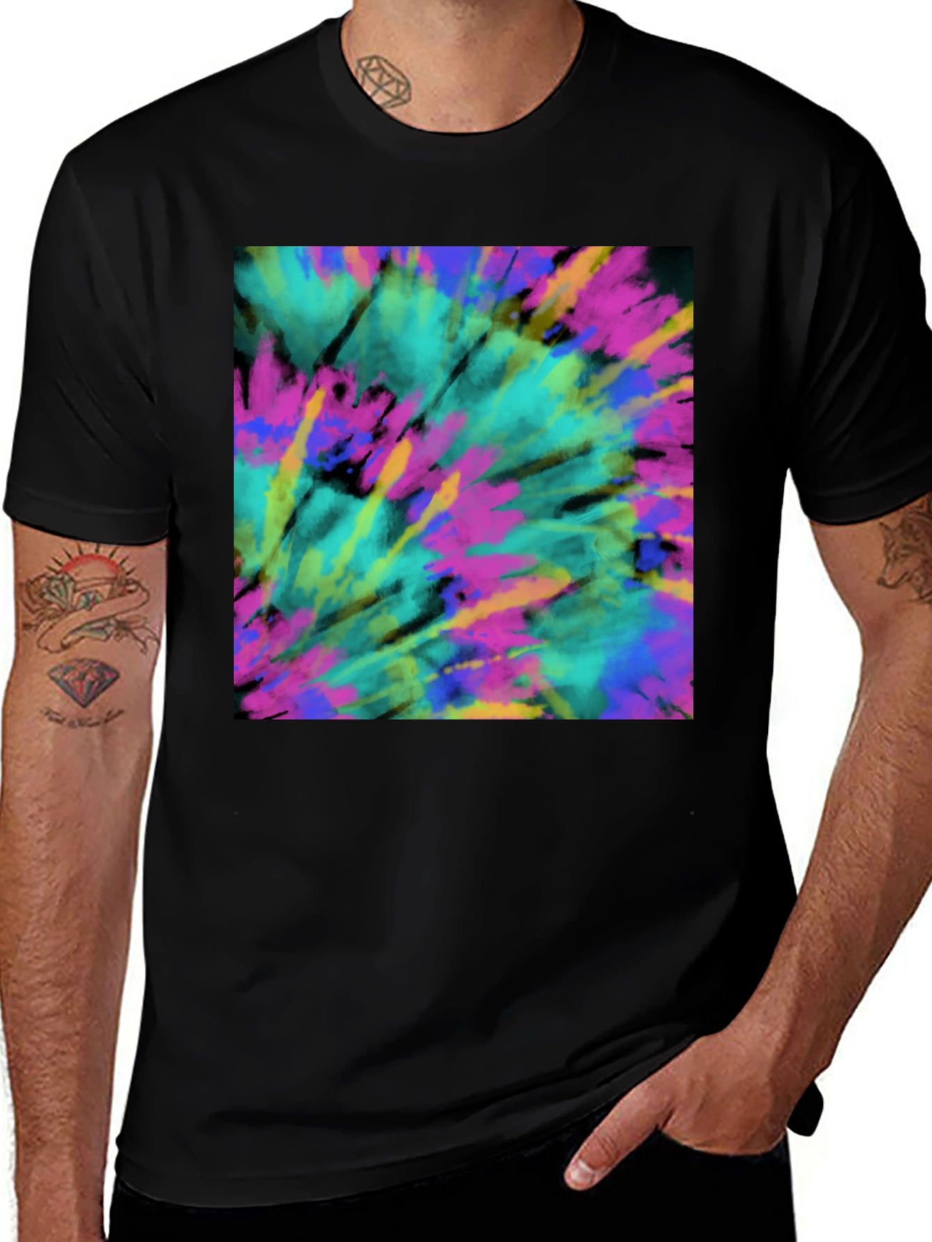 Variant 27 of Abstract Art Tee - Colorful Tie Dye Design T-Shirt