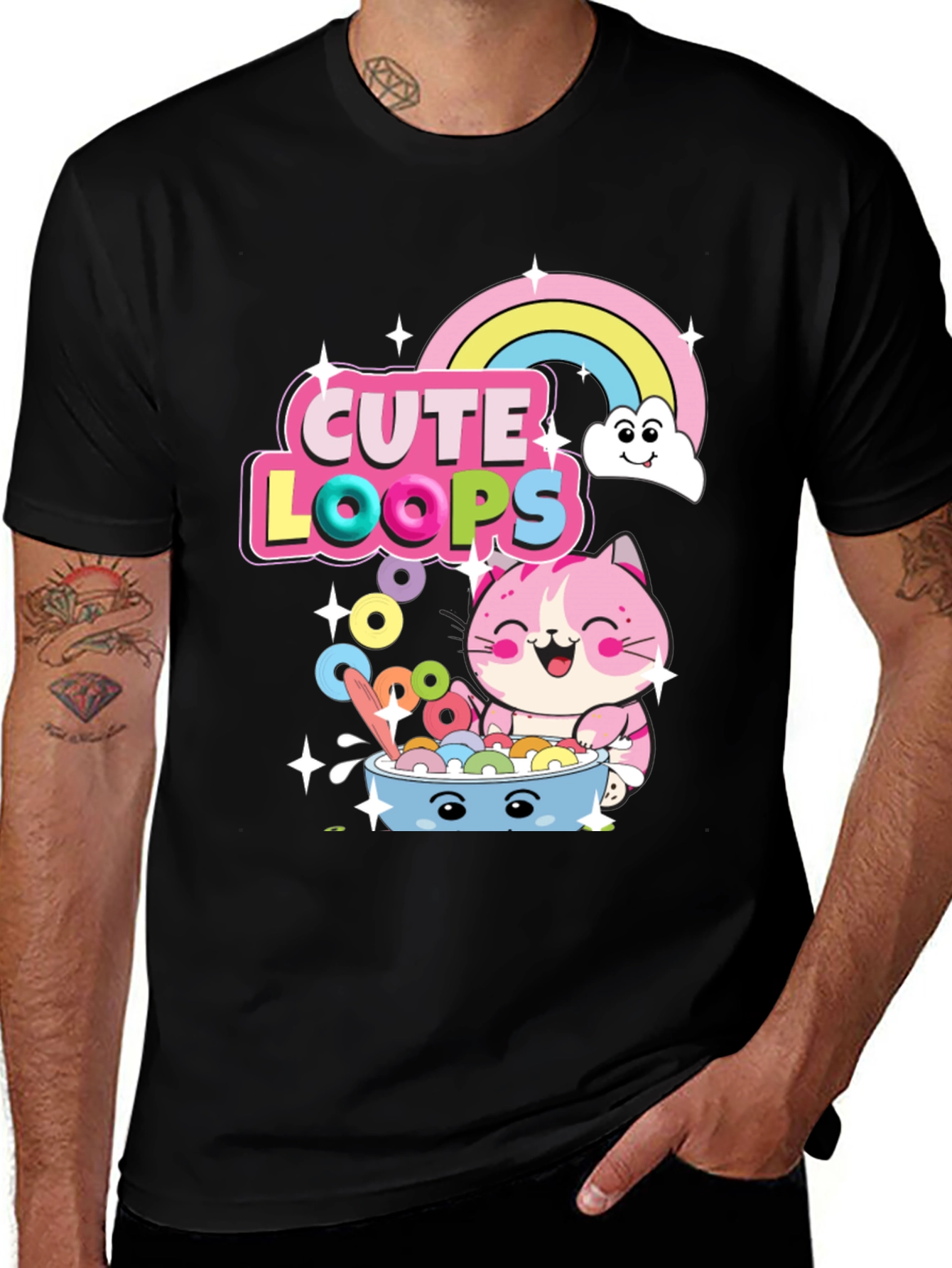 Variant 15 of Cute Loops Cartoon Cat T-Shirt