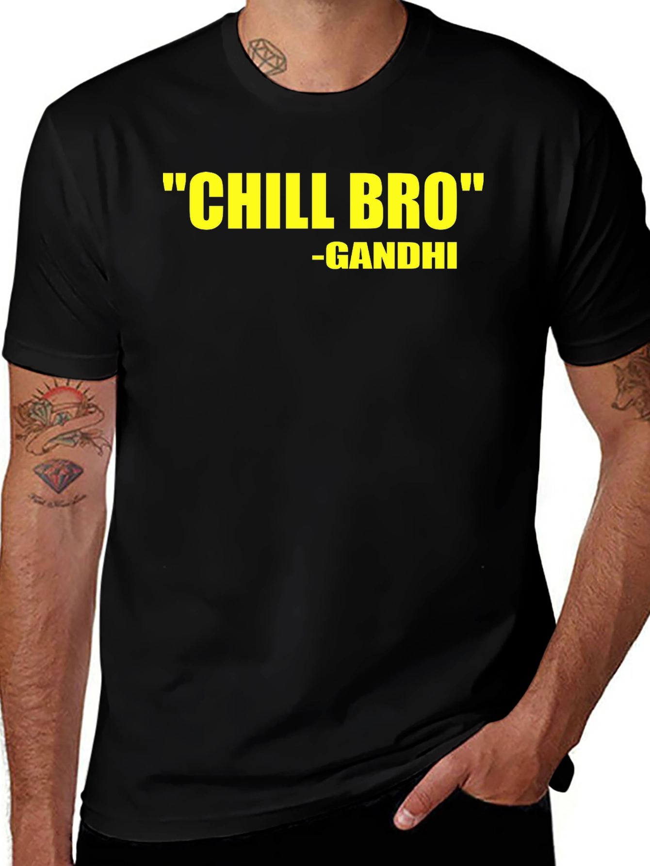 Variant 7 of Chill Bro Gandhi Quote Black T-Shirt