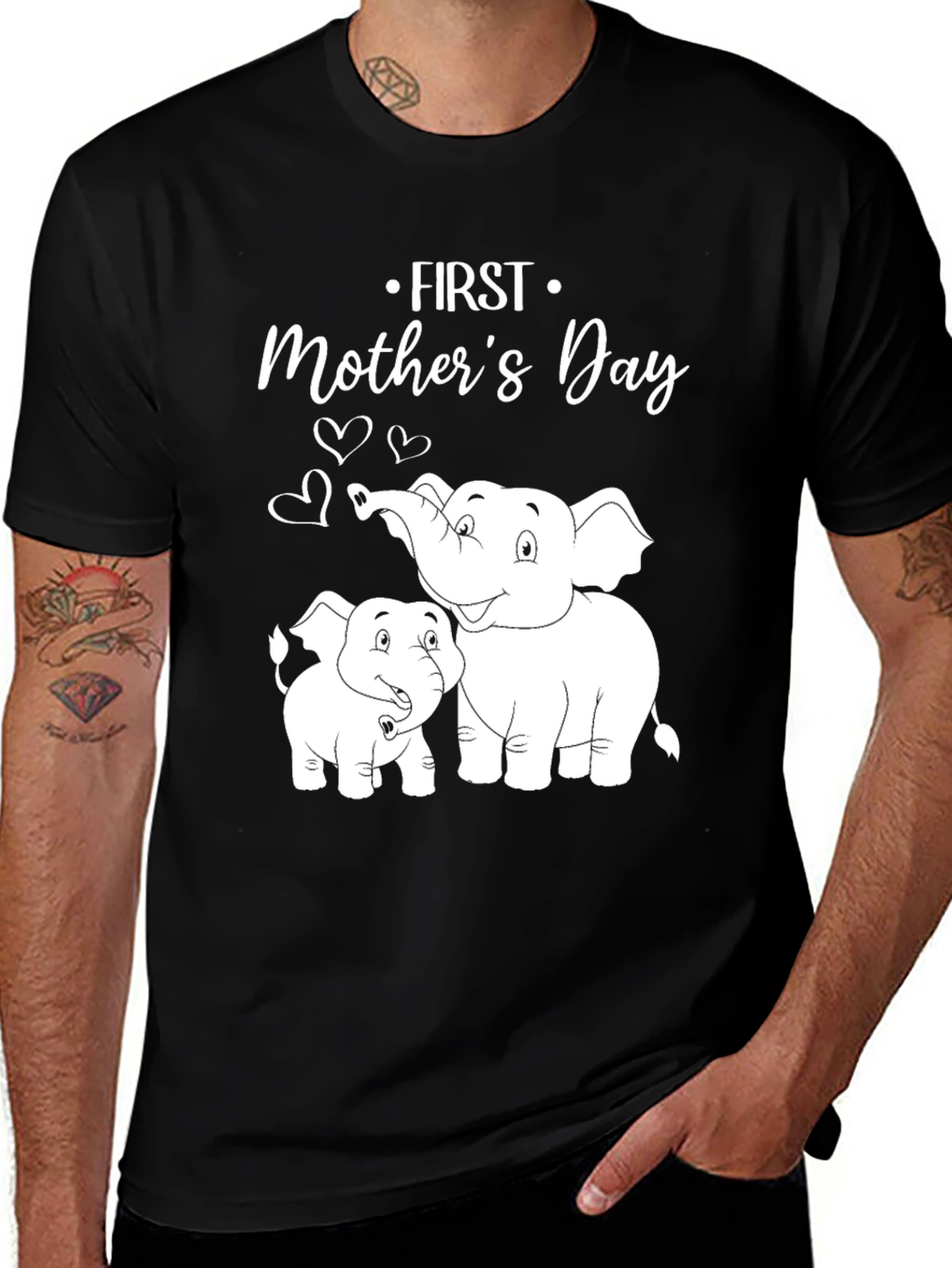 First Mother's Day Elephant T-Shirt - Cute Mom & Baby Graphic Tee