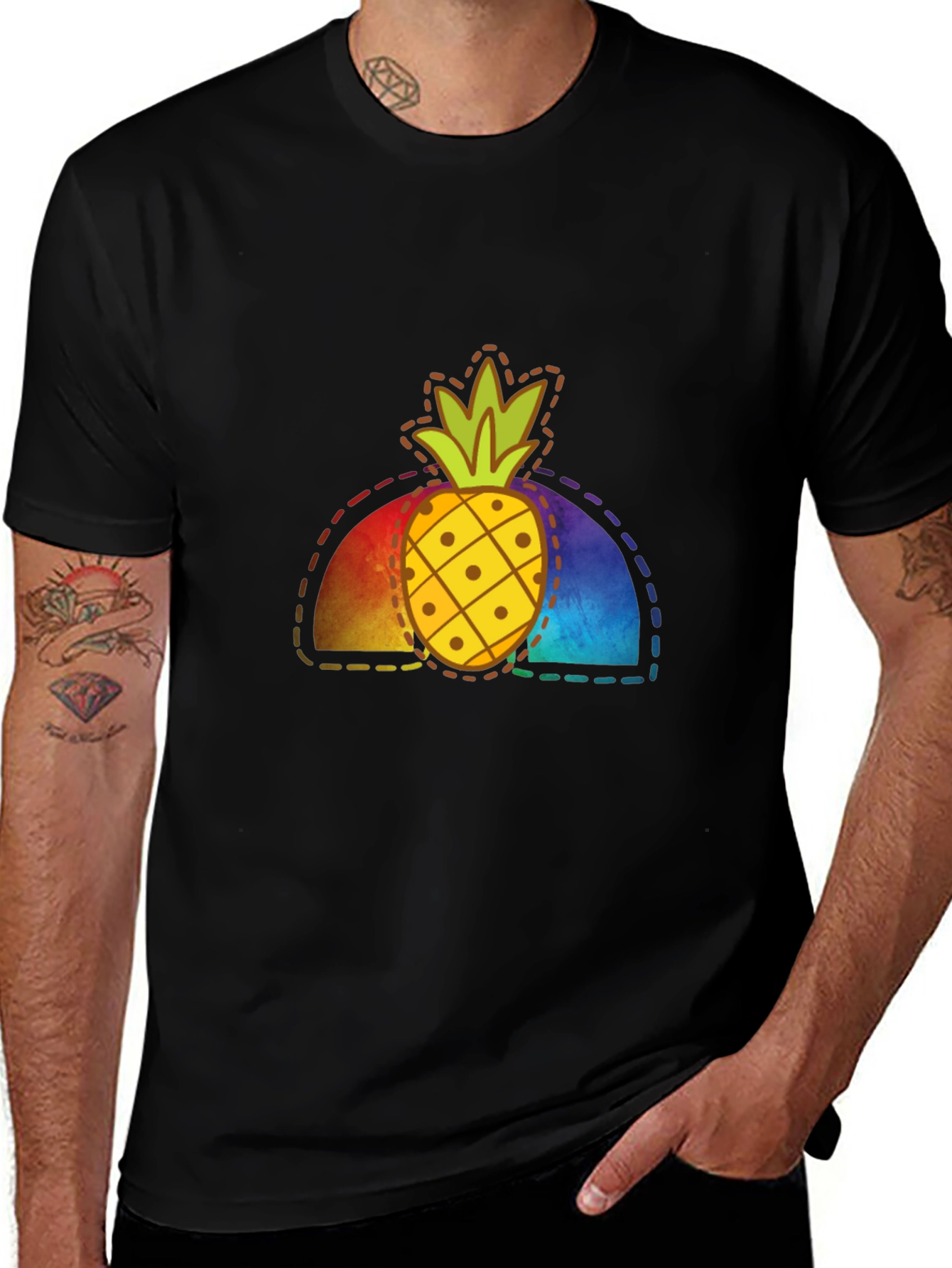 Variant 2 of Rainbow Pineapple Graphic Tee - Stylish Cotton Comfort