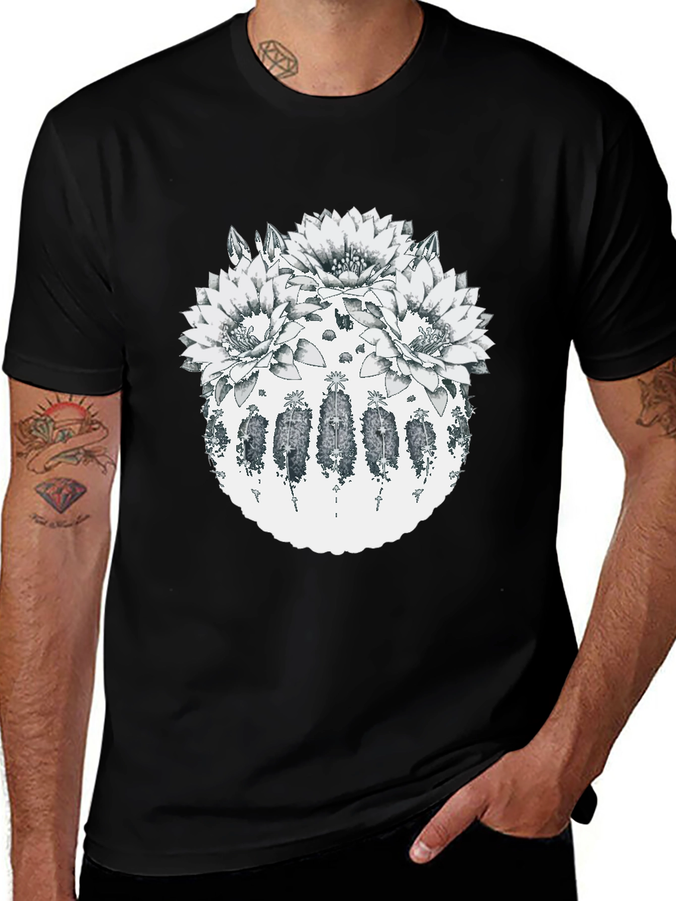 Variant 24 of Botanical Cactus Flower Graphic T-Shirt