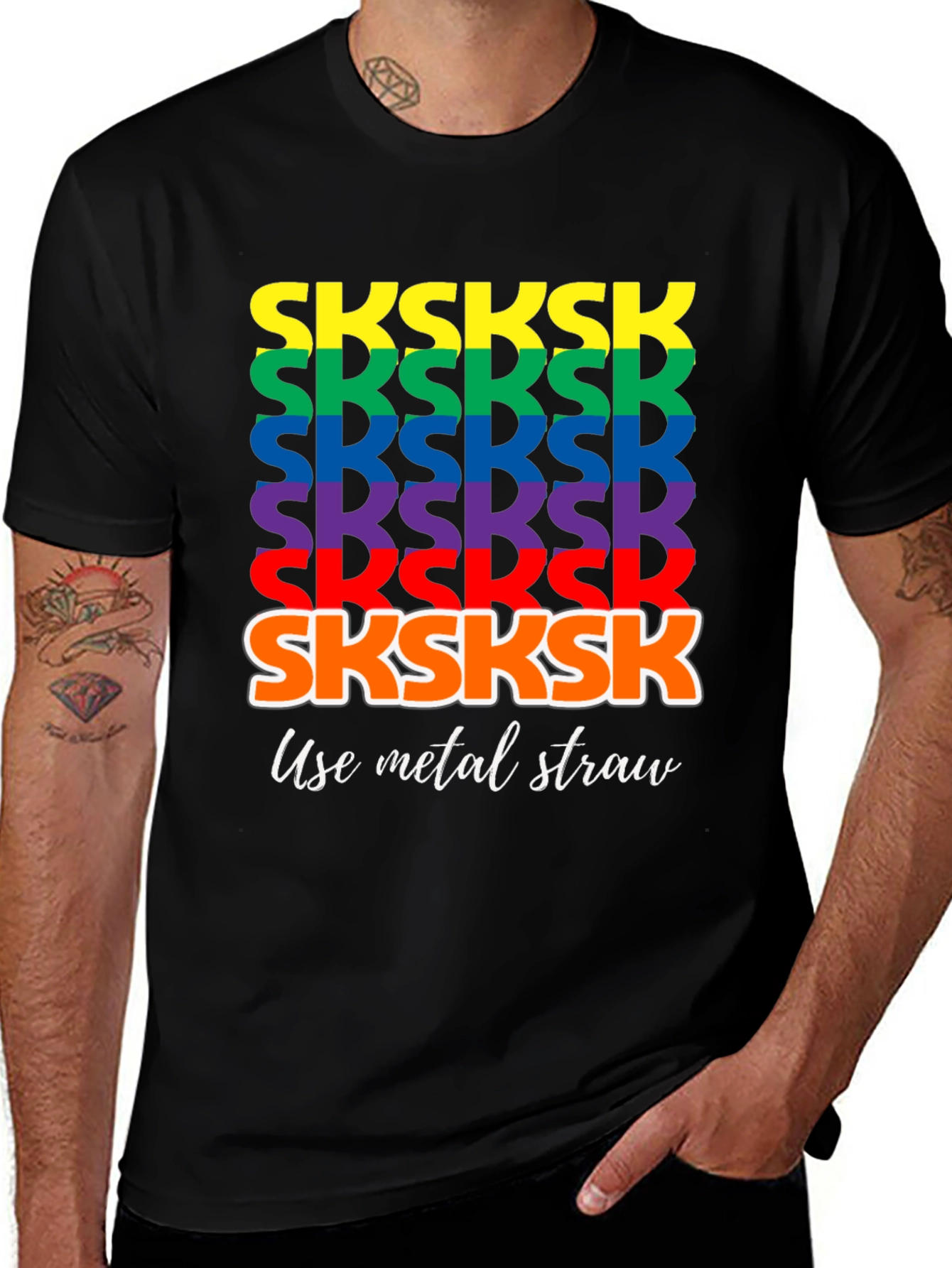 Variant 2 of Rainbow SKSKSK Use Metal Straw Graphic T-Shirt