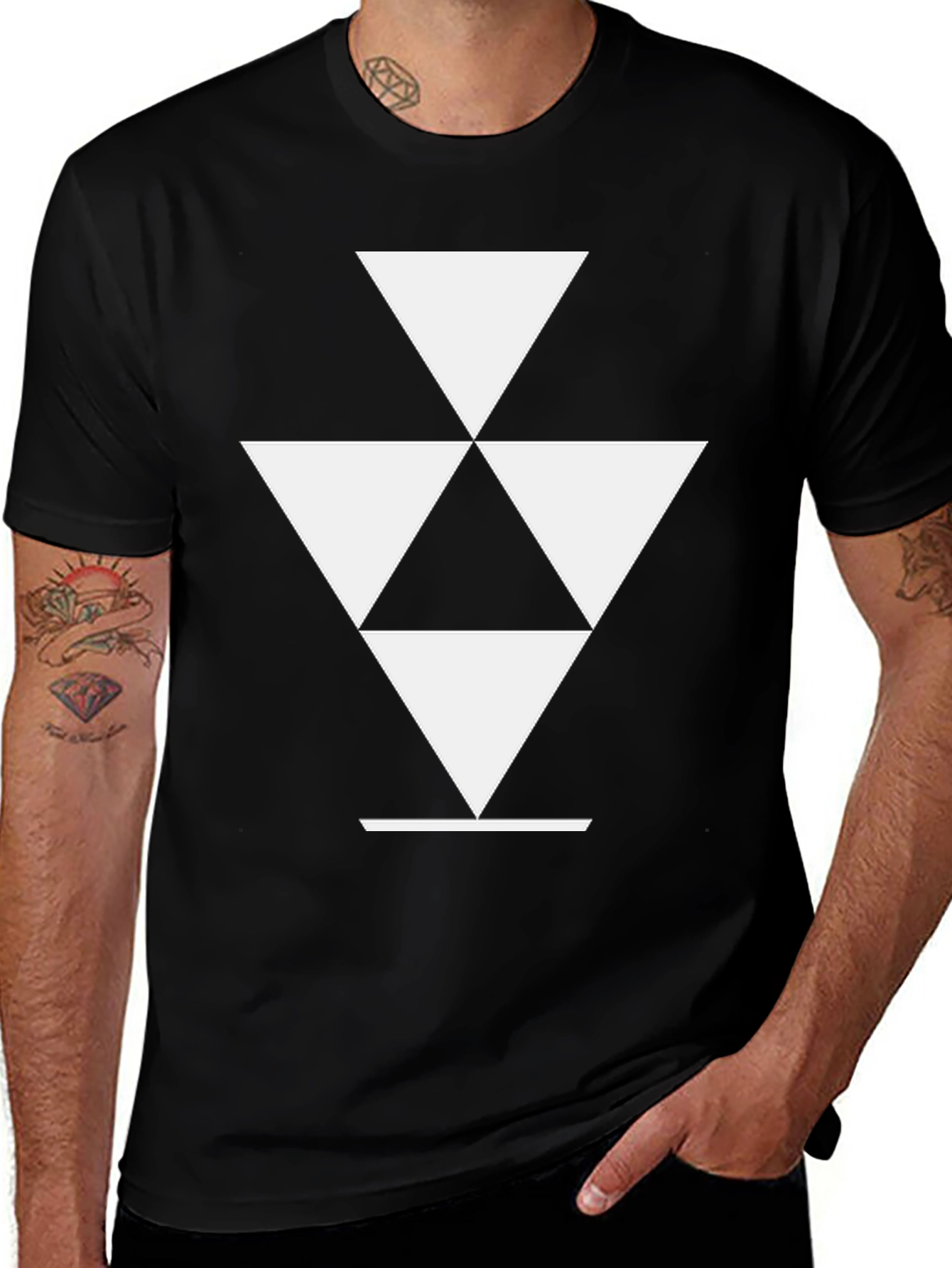 Variant 18 of Geometric Triangle Graphic Tee - Modern Black T-Shirt