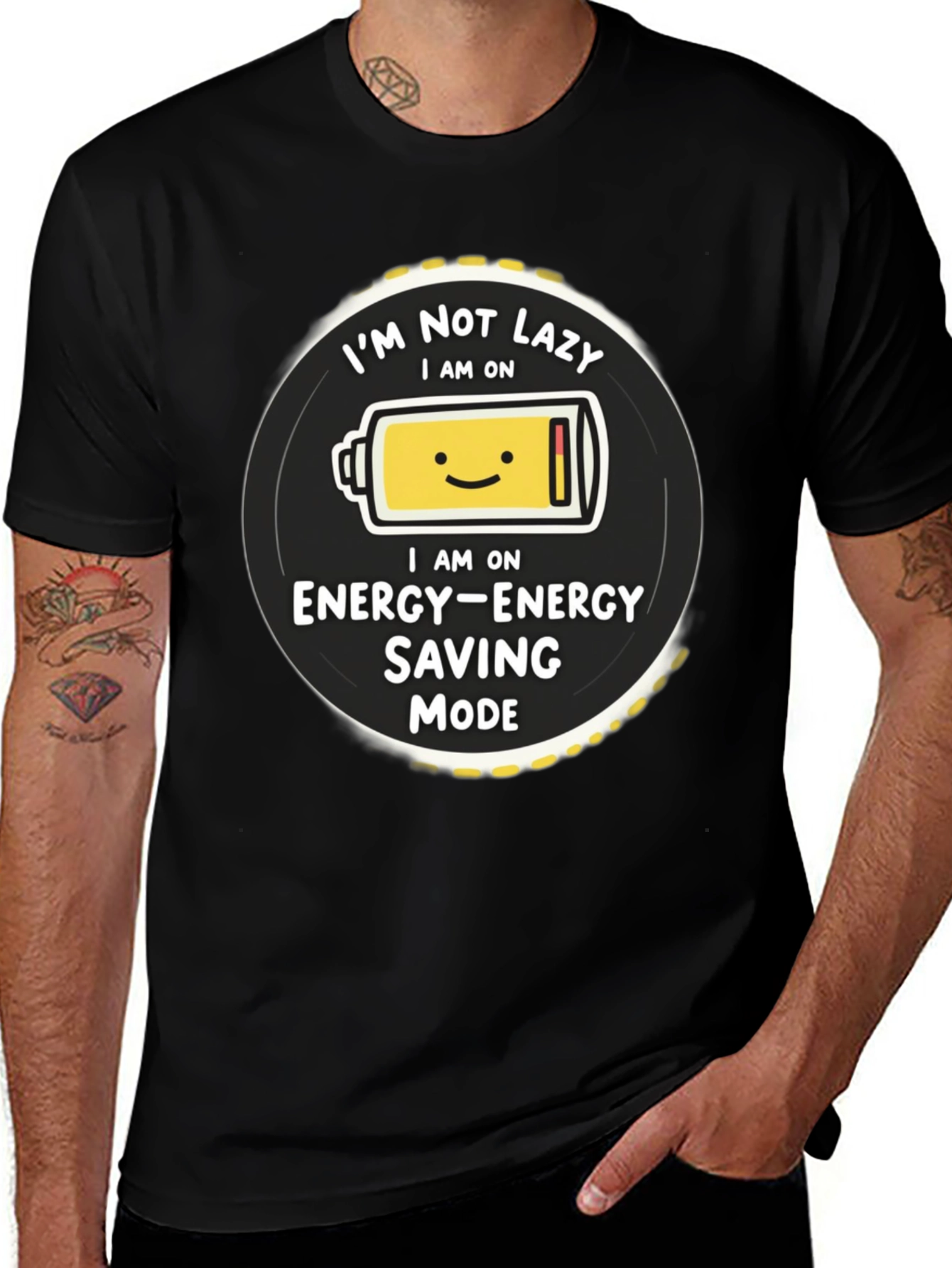 Variant 6 of Funny Energy Saving Mode Graphic T-Shirt