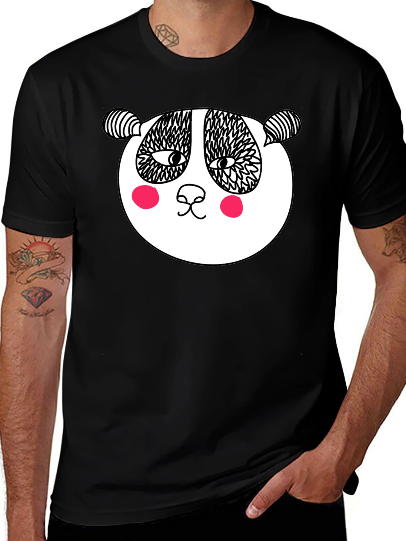 Variant 13 of Fun Panda Graphic Tee - Black Cotton T-Shirt