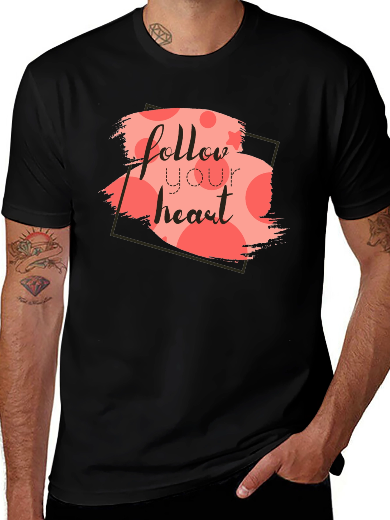 Variant 10 of Follow Your Heart Black Graphic T-Shirt