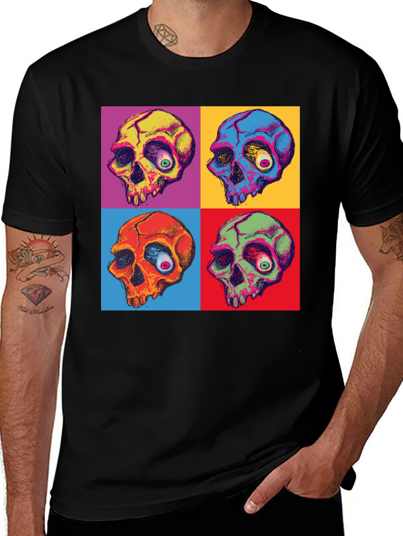 Variant 6 of Pop Art Skull Tee - Unique Graphic Design