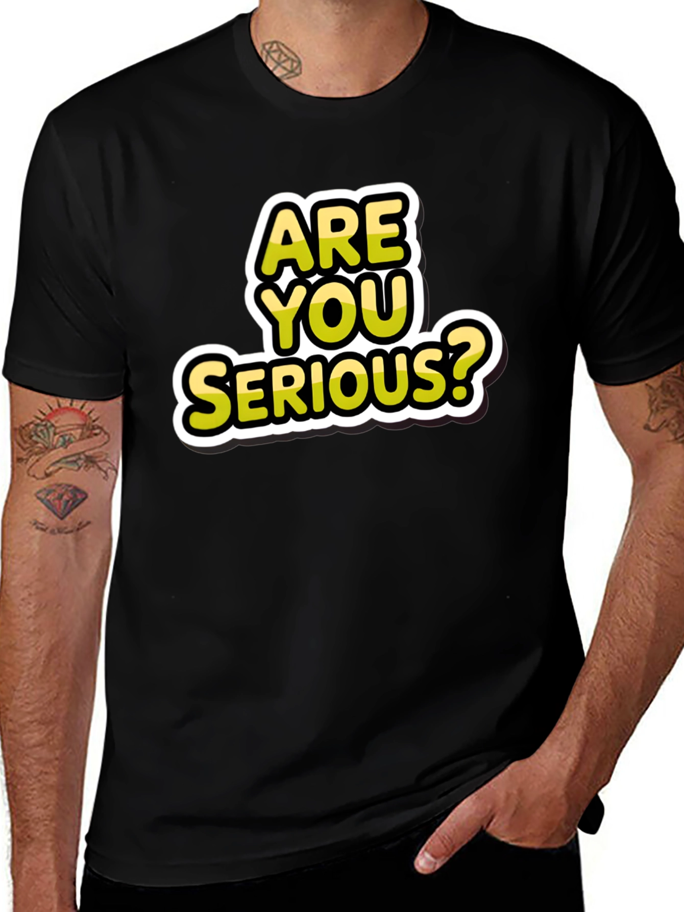 Variant 26 of Are You Serious? Graphic T-Shirt - Black