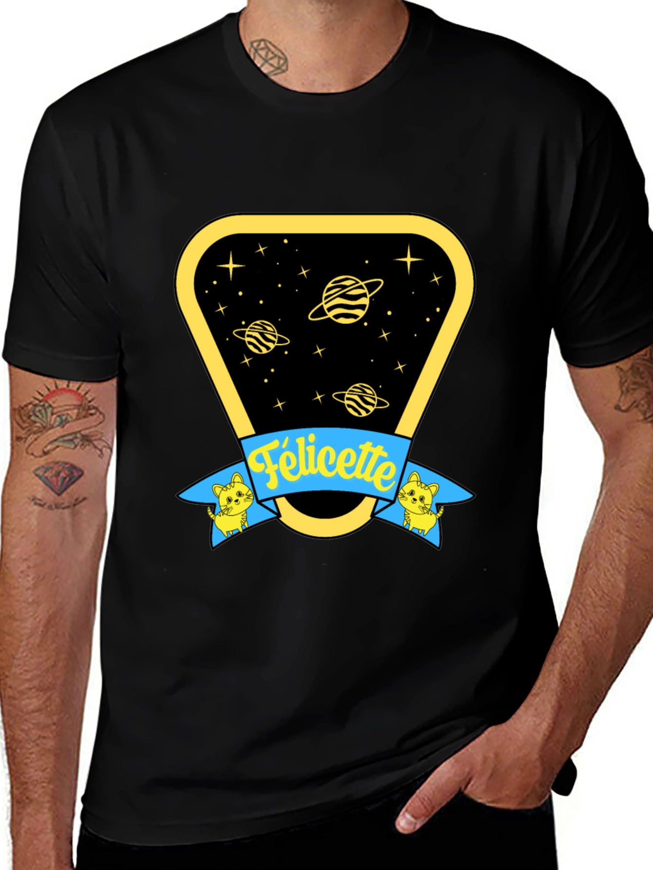 Variant 23 of Felicette Cat Space T-Shirt - Unisex Cotton Tee