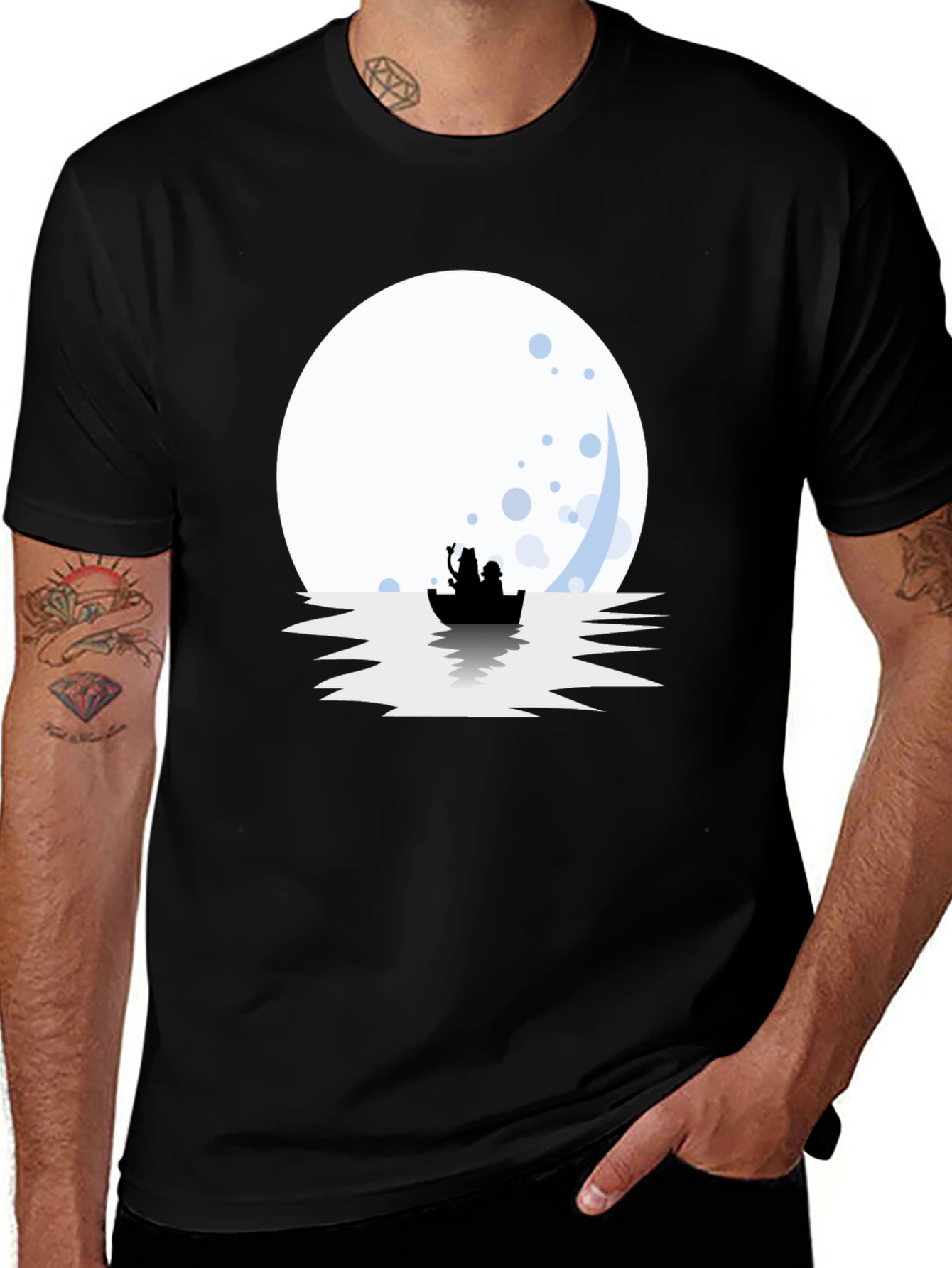 Variant 10 of Moonlit Boat Ride Black T-Shirt