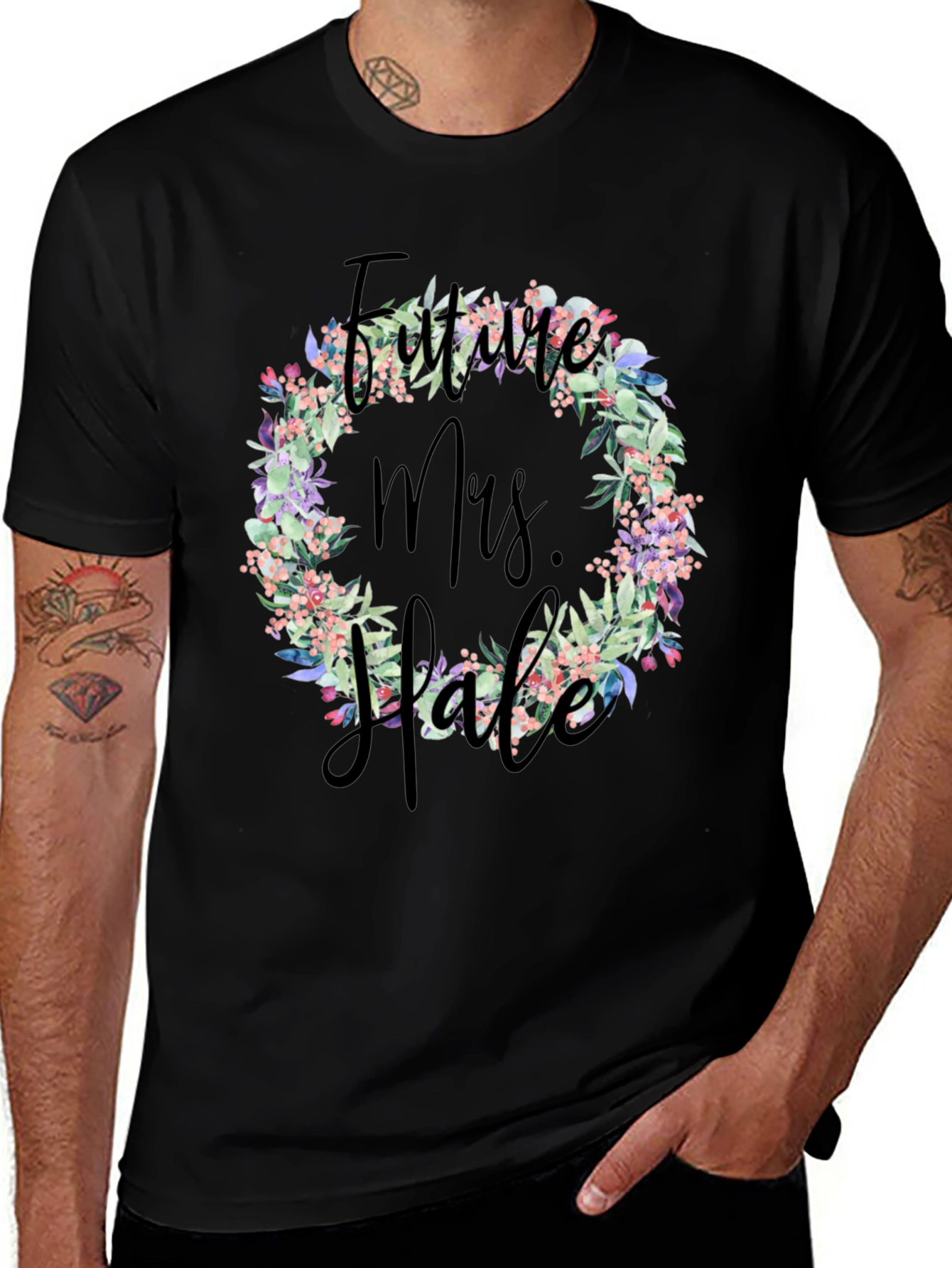 Black Future Mrs. Floral Wreath T-Shirt main image