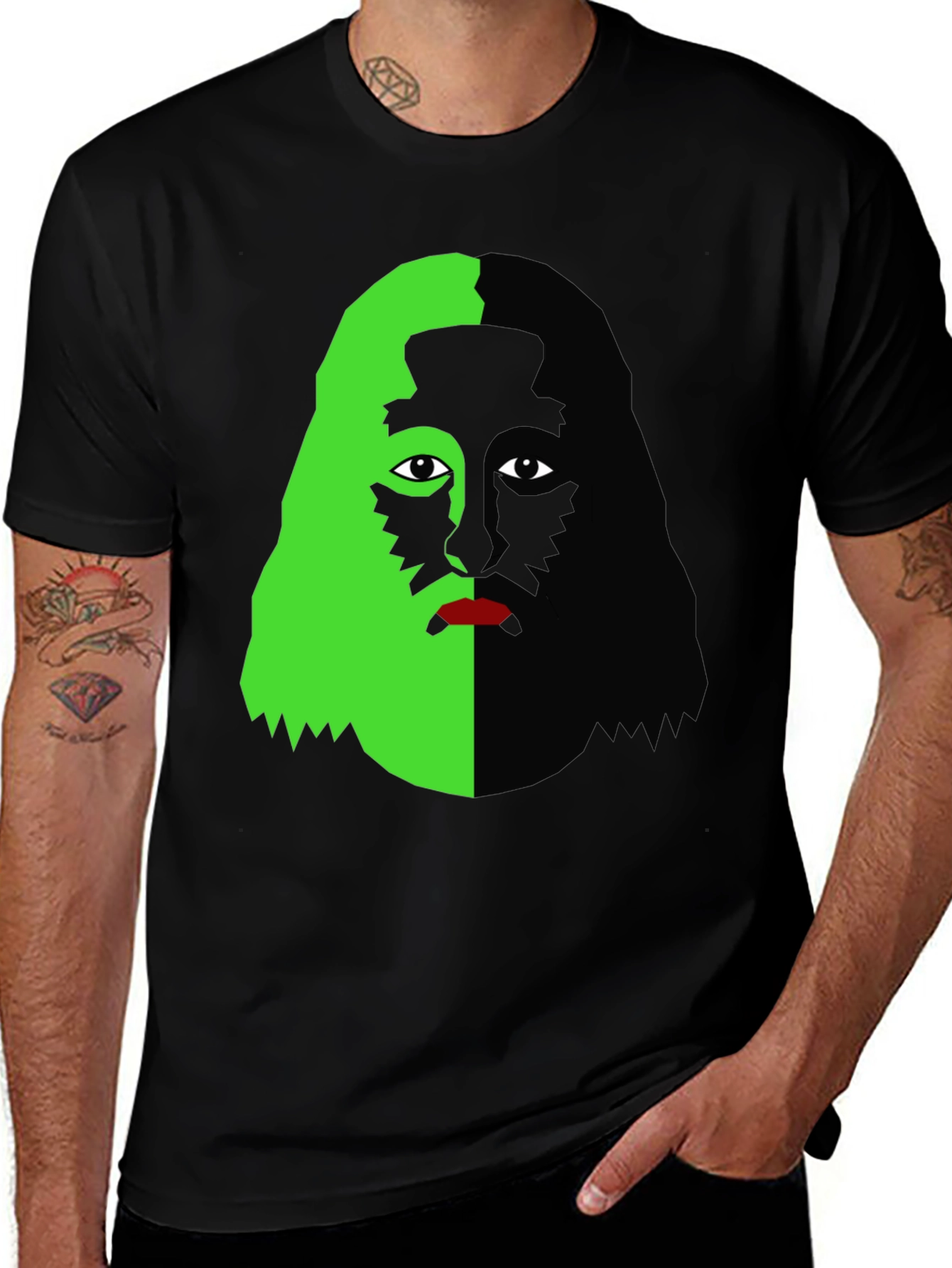 Variant 16 of Abstract Face Graphic Black Tee