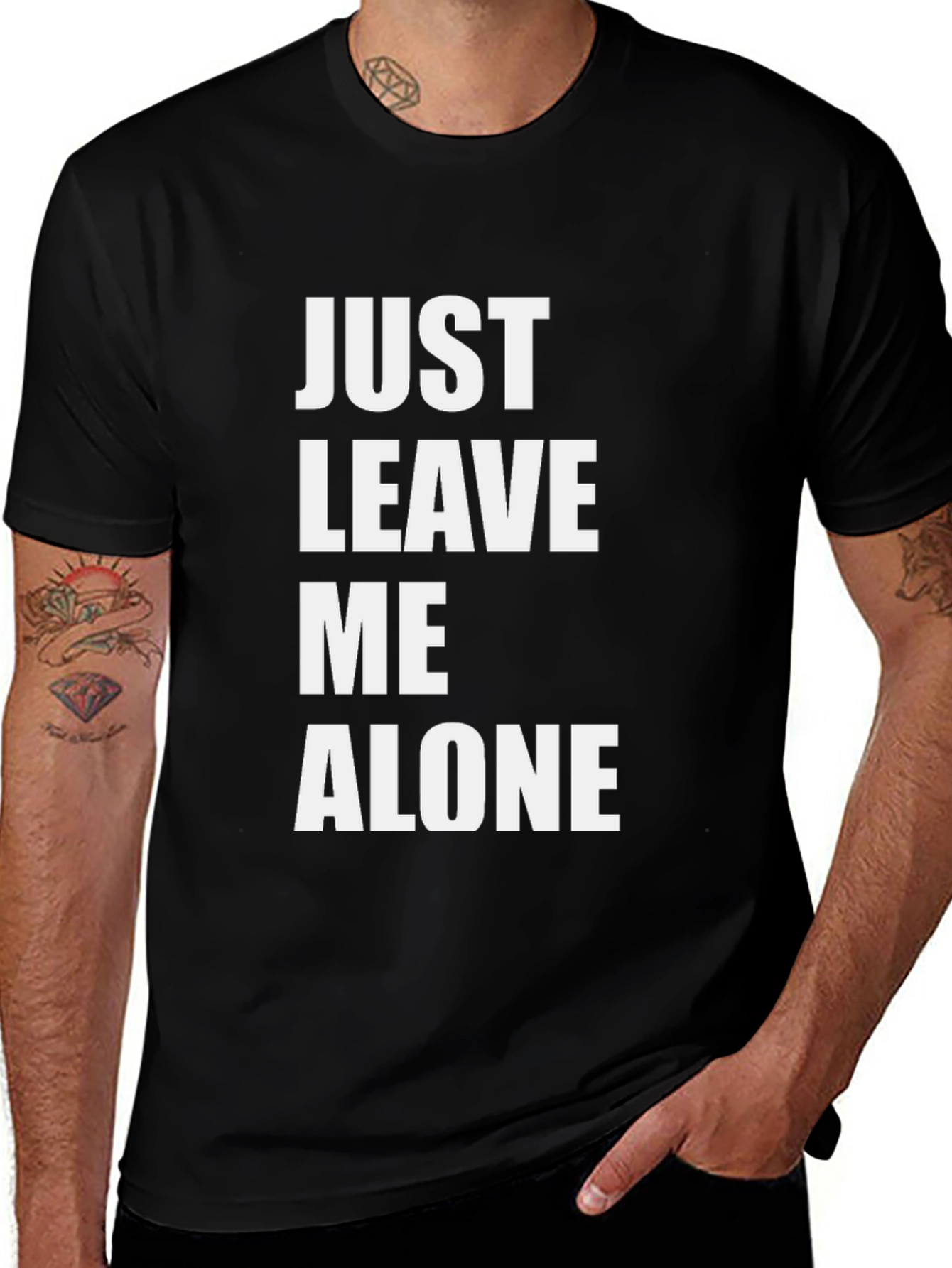 Variant 23 of Just Leave Me Alone Graphic Tee - Black