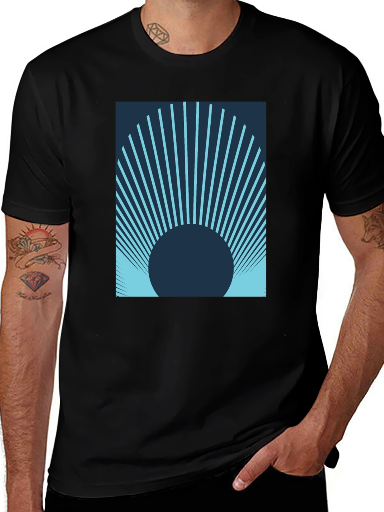 Variant 26 of Abstract Sunrise Black T-Shirt
