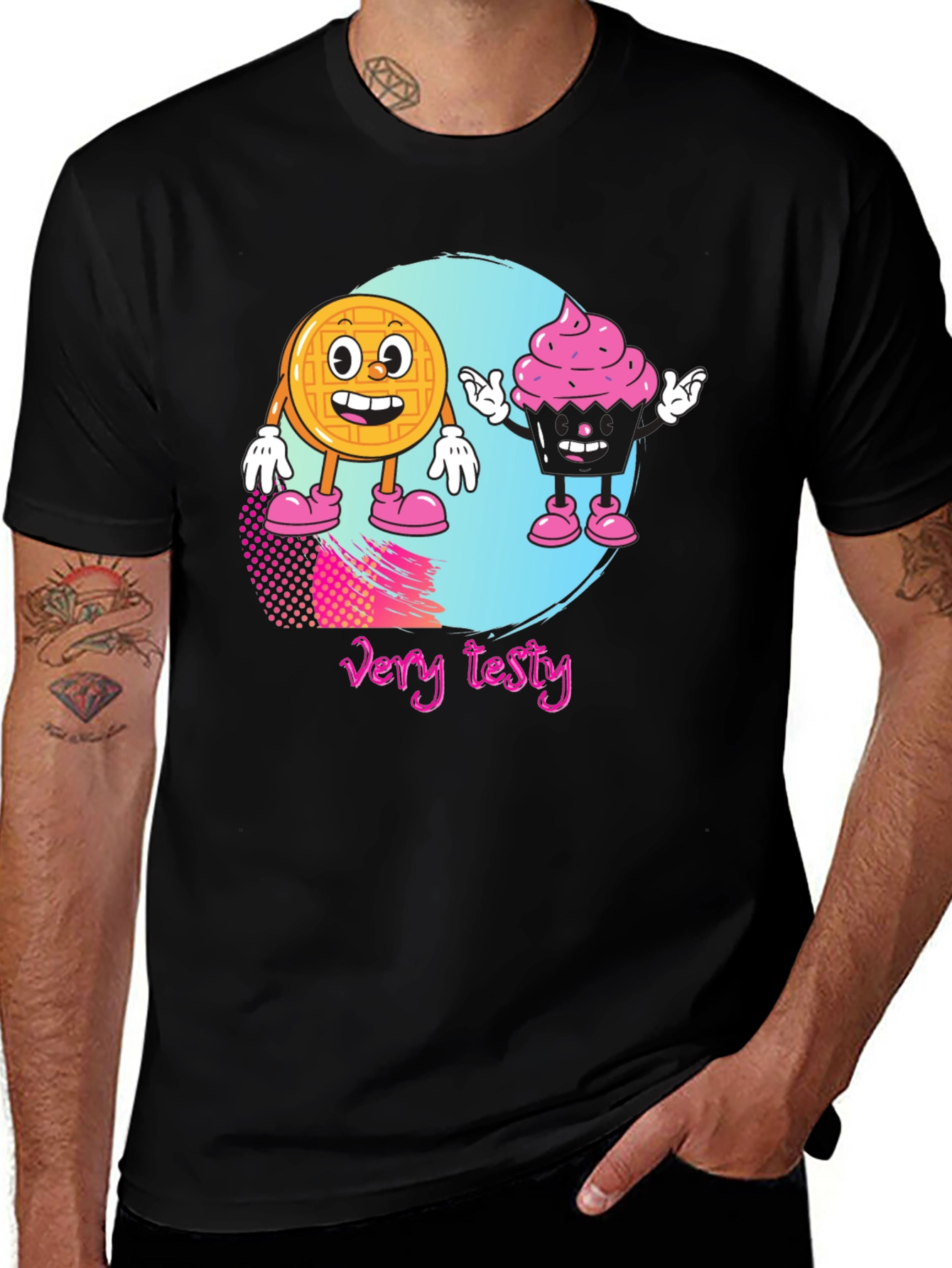 Very Tasty T-Shirt Waffle and Cupcake Design
