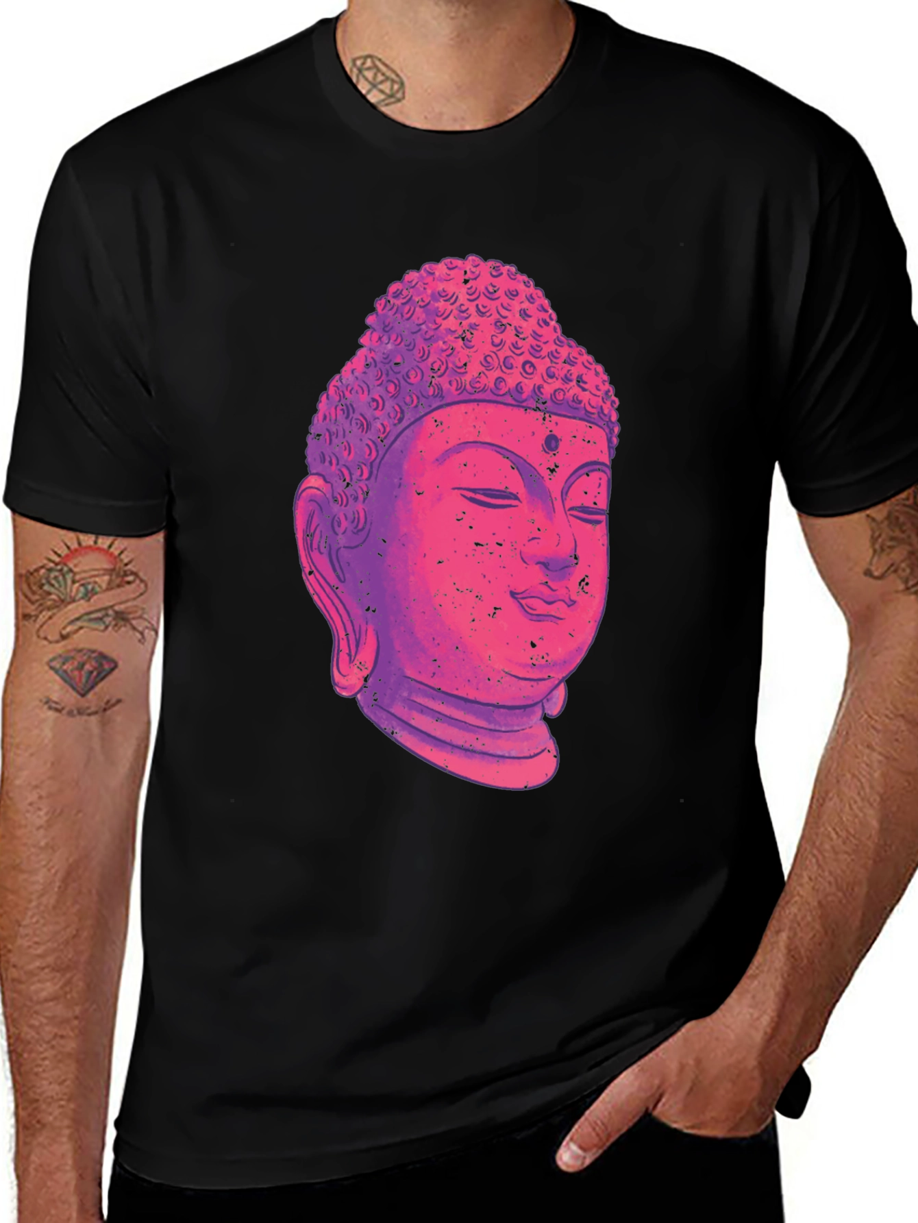 Variant 27 of Buddha Head Graphic T-Shirt - Black