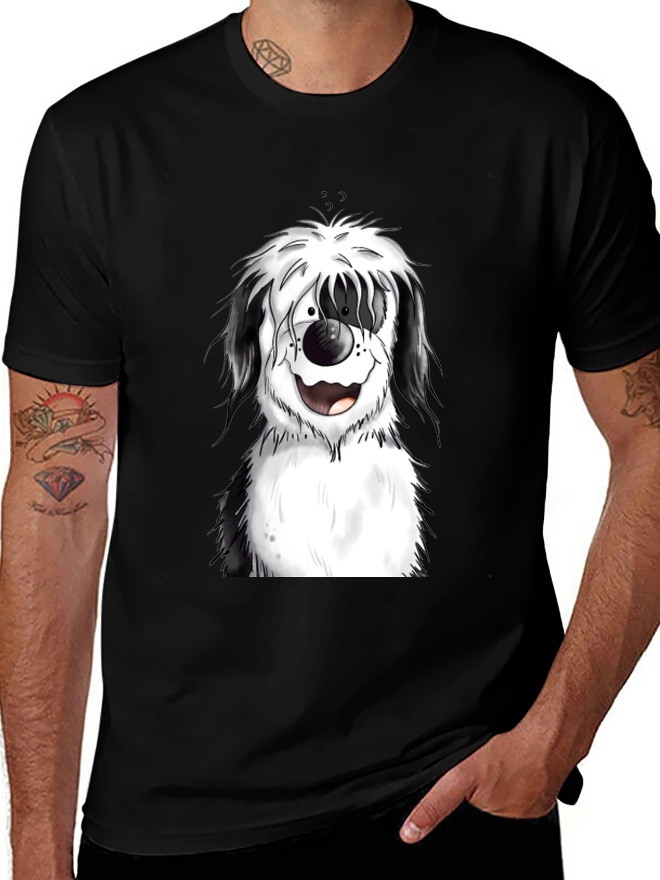 Variant 19 of Dog Cartoon Graphic Black T-Shirt
