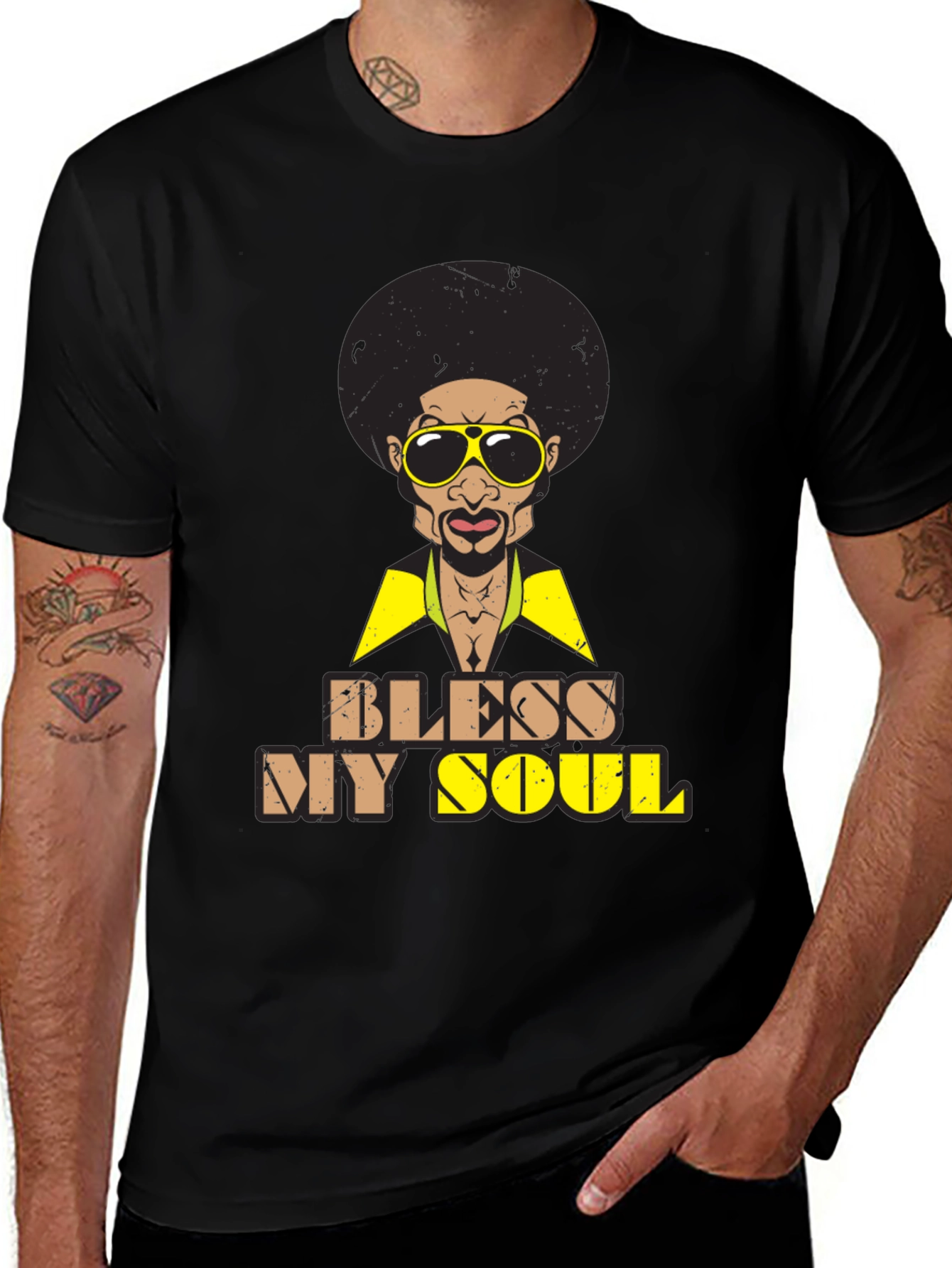 Variant 17 of Bless My Soul Retro Graphic Tee - Black