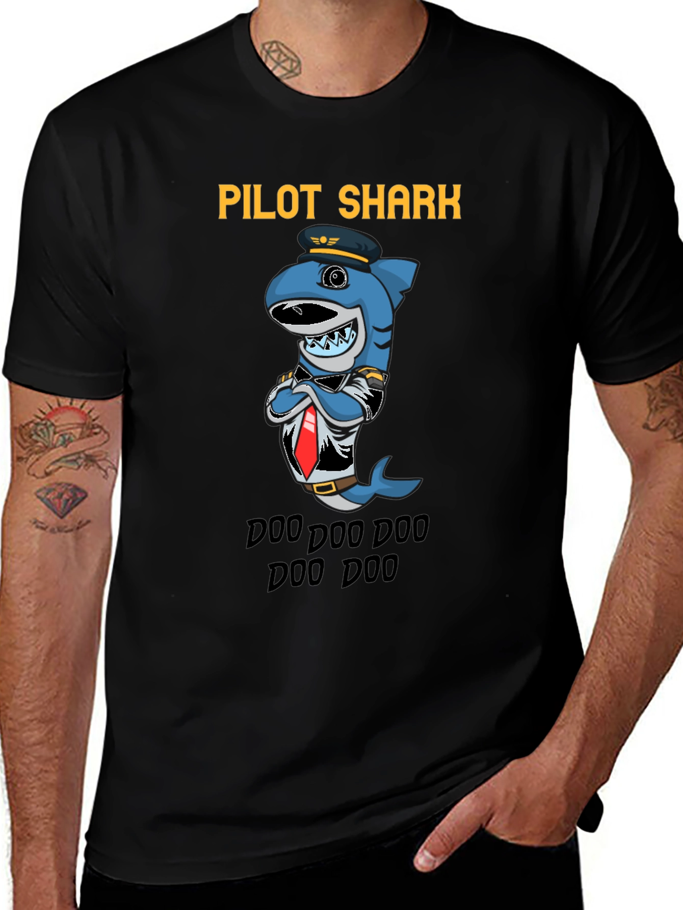 Variant 16 of Pilot Shark Cartoon Graphic T-Shirt