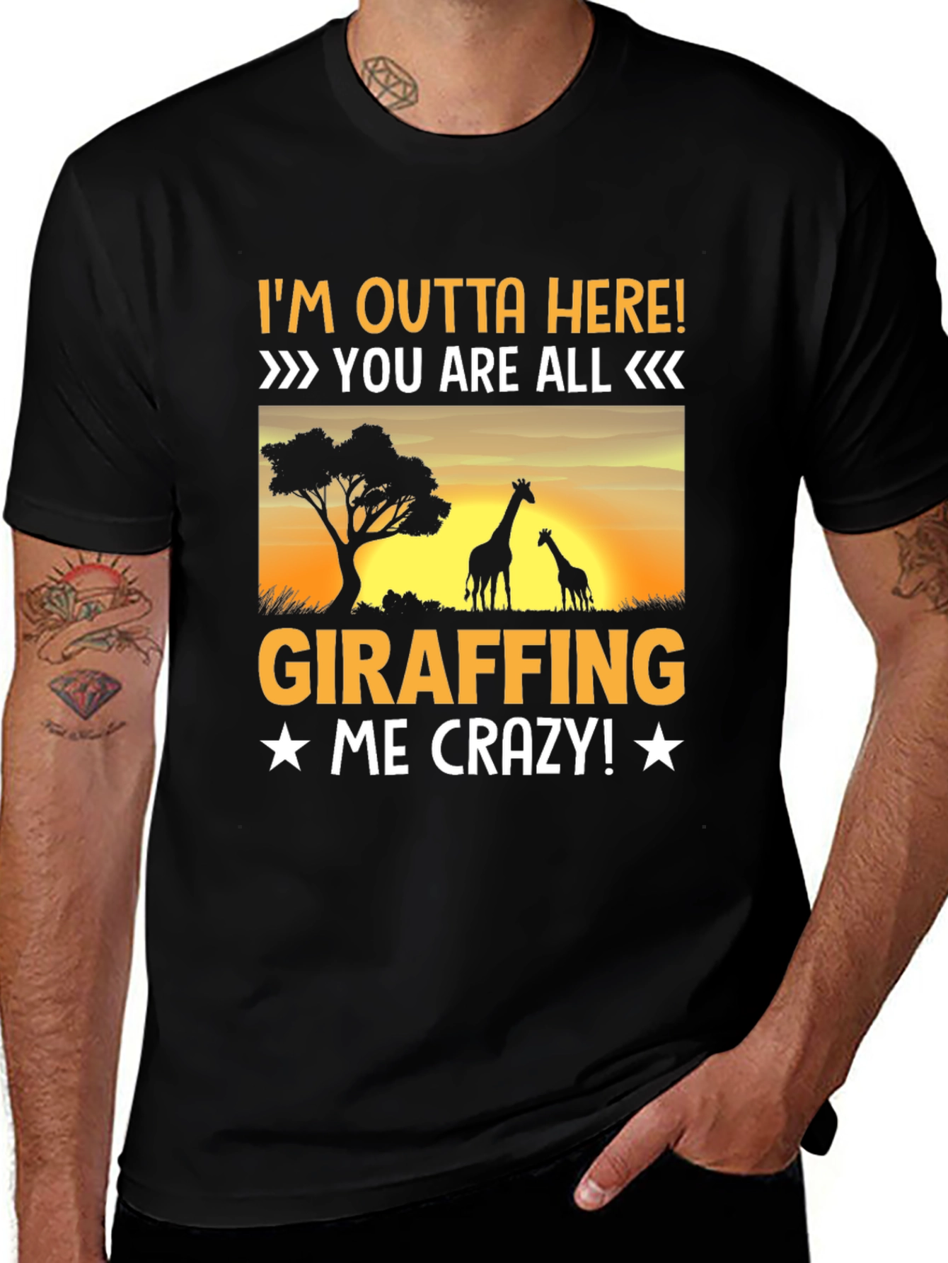 Variant 7 of Giraffe Lover T-Shirt - I'm Outta Here!