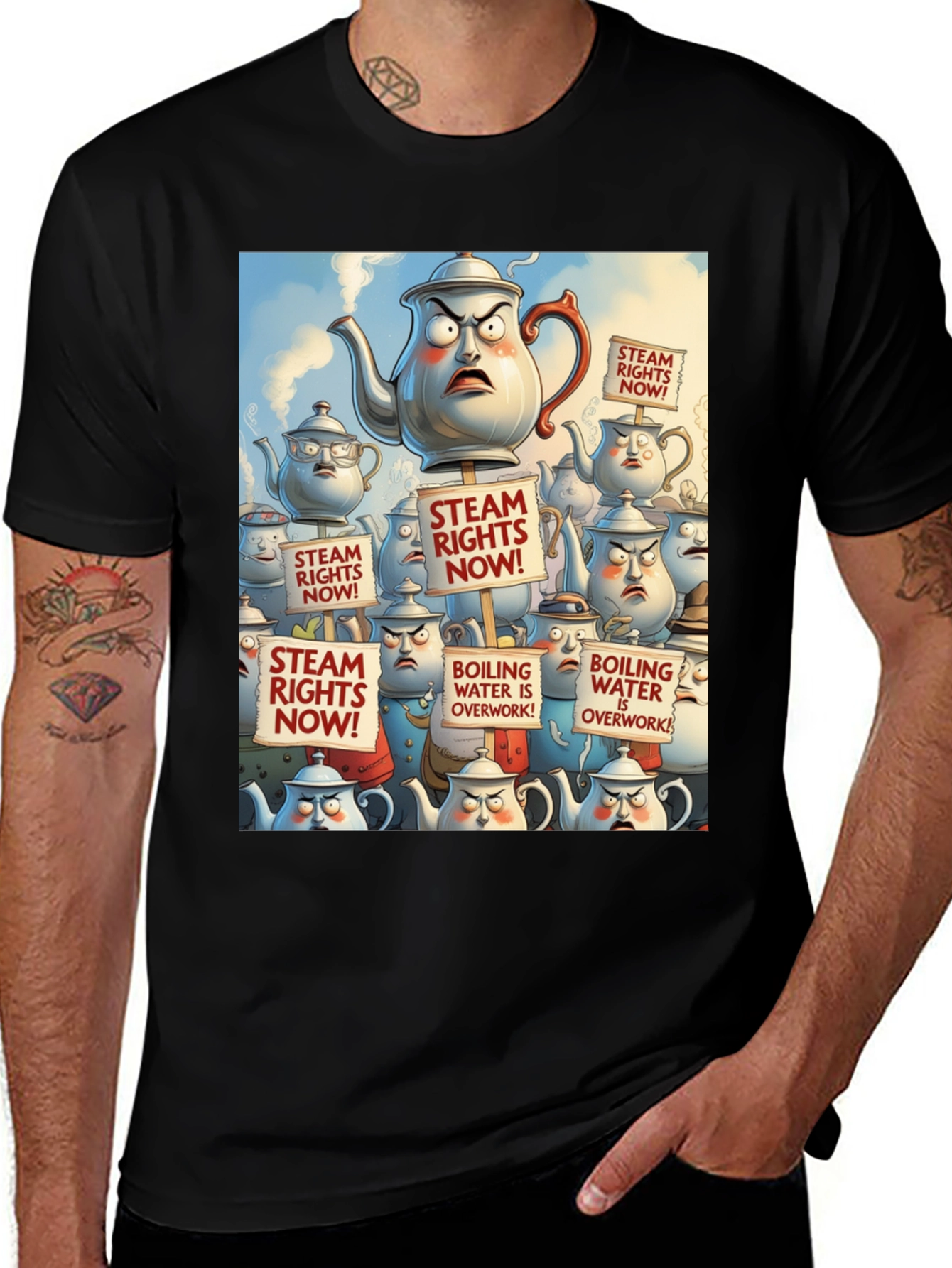 Variant 18 of Teapot Protest T-Shirt - Steam Rights Now!