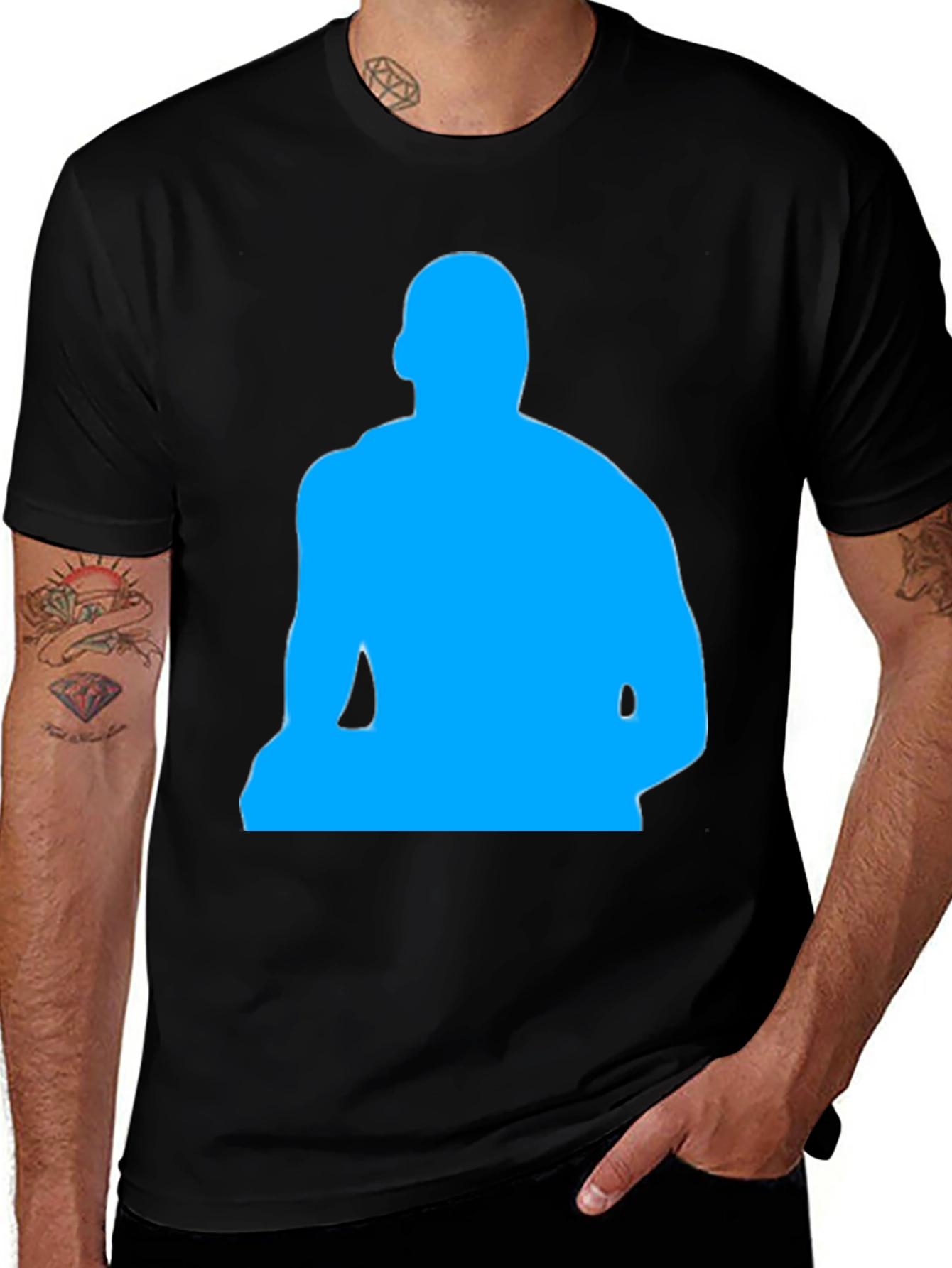 Variant 4 of Men's Black T-Shirt with Blue Silhouette