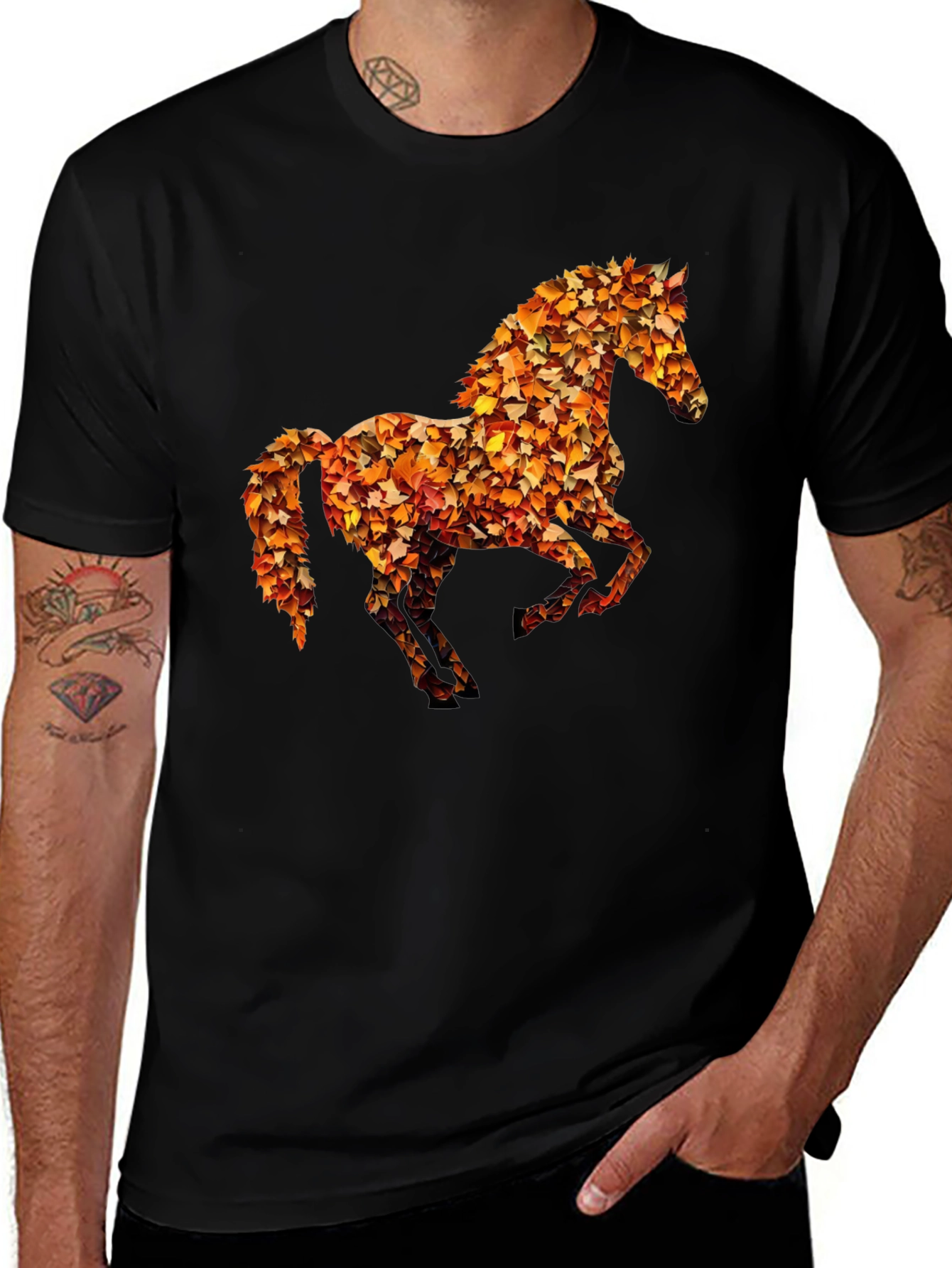 Variant 18 of Leaf Horse Graphic Tee - Nature Inspired Art Shirt