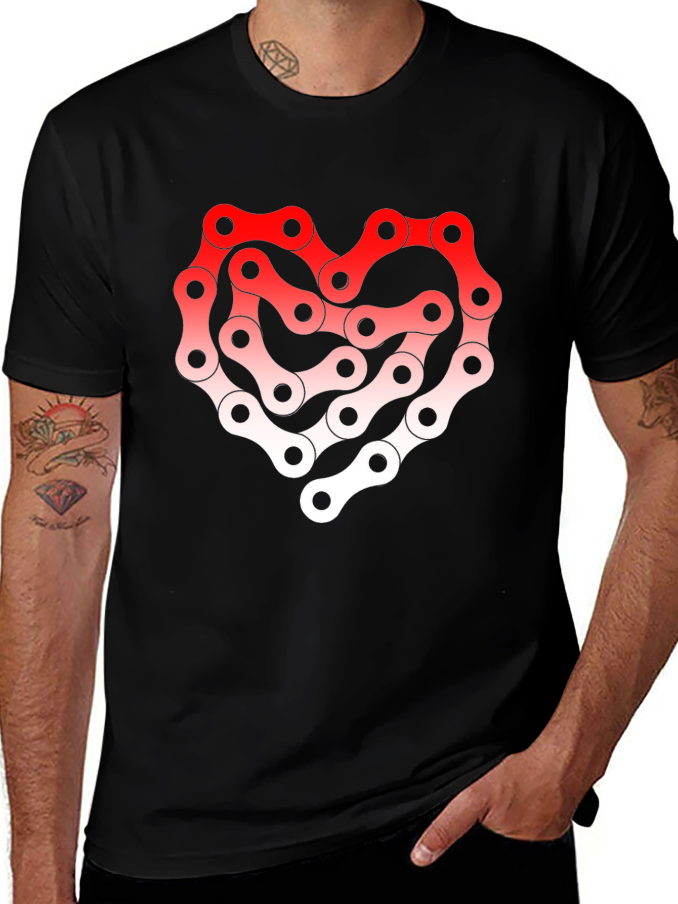Variant 14 of Heart Chain Graphic Tee - Biker Love!
