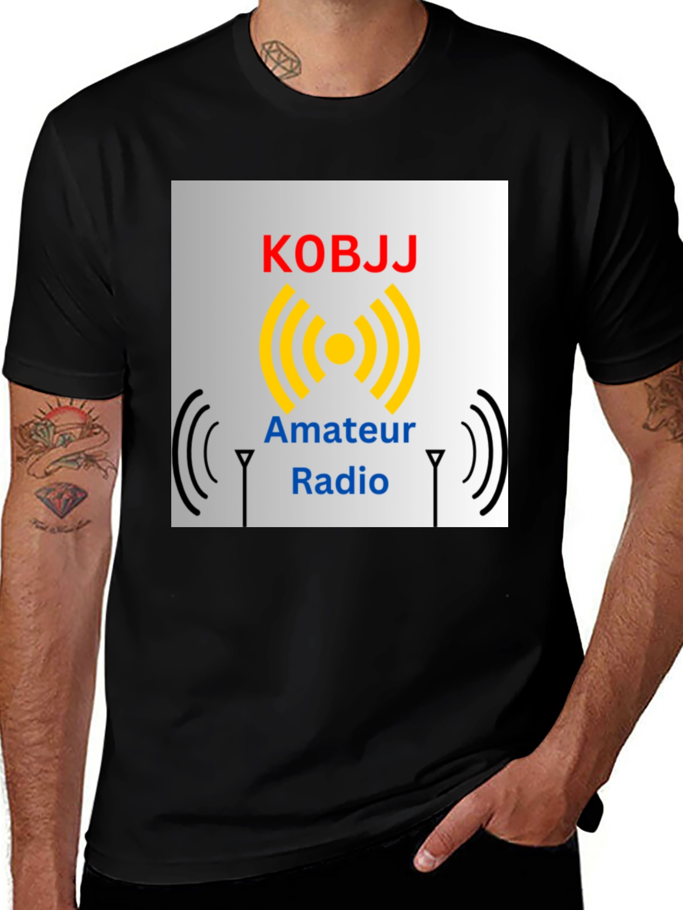Variant 7 of Amateur Radio KOBJJ T-Shirt - Black