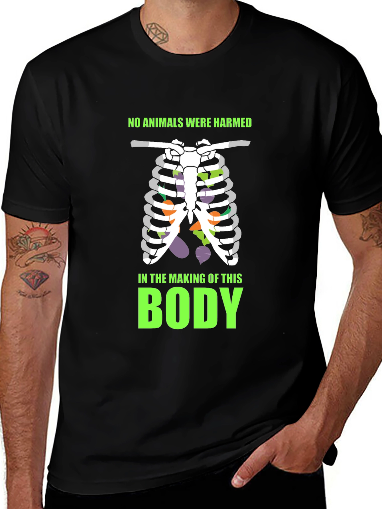 Variant 28 of Vegan Rib Cage T-Shirt - Animal Friendly Body