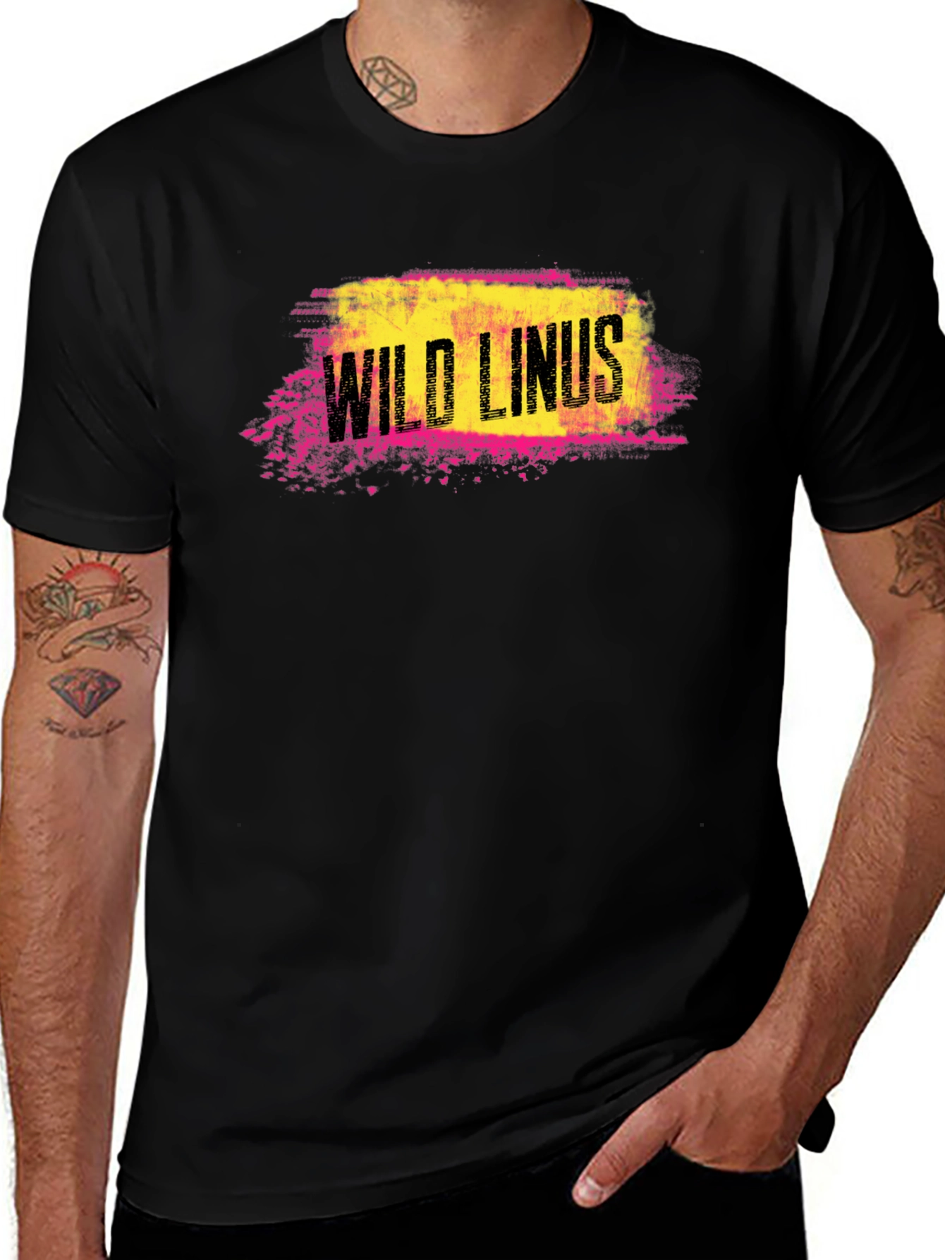 Variant 30 of Wild Linus Graphic Tee - Cool & Edgy Black T-Shirt