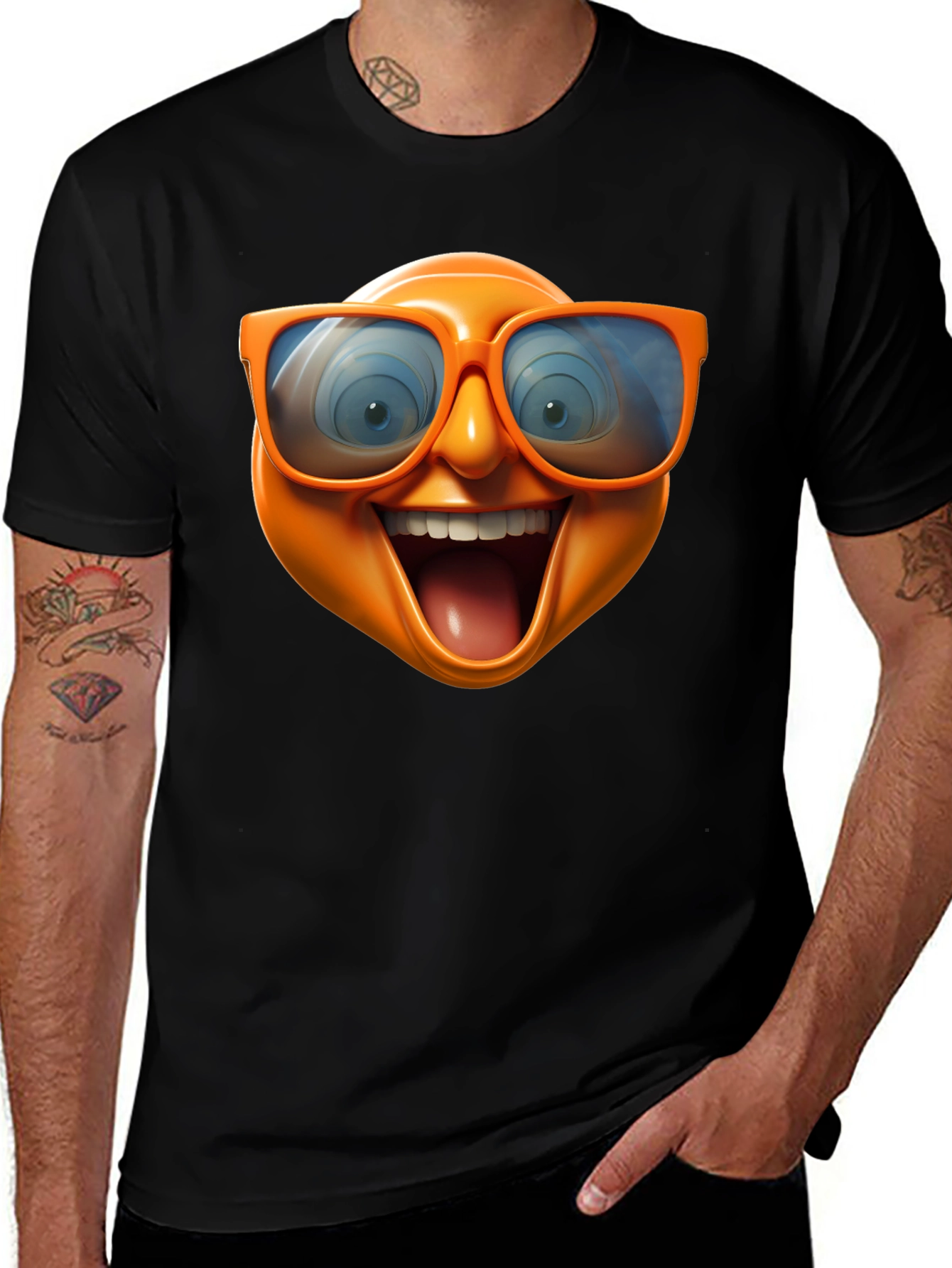Variant 16 of Emoji Face Graphic Tee - Black