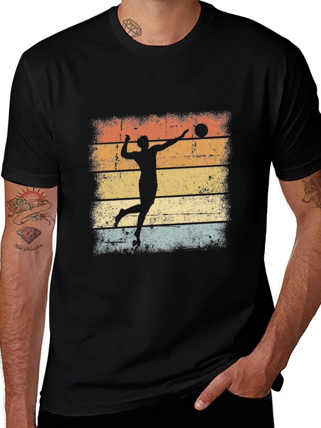 Variant 21 of Volleyball Sunset Graphic Tee - Black