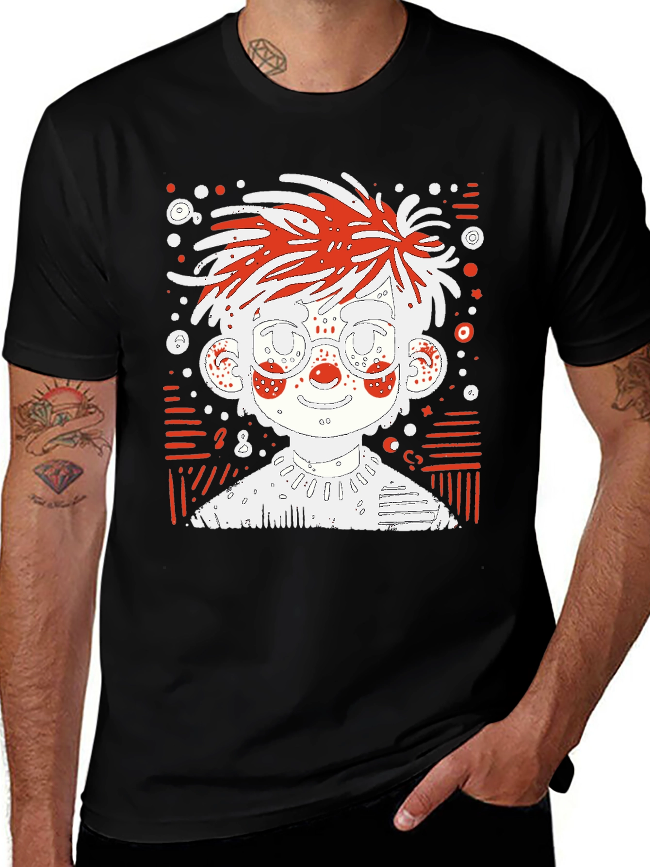 Variant 17 of Cartoon Graphic Print Black T-Shirt