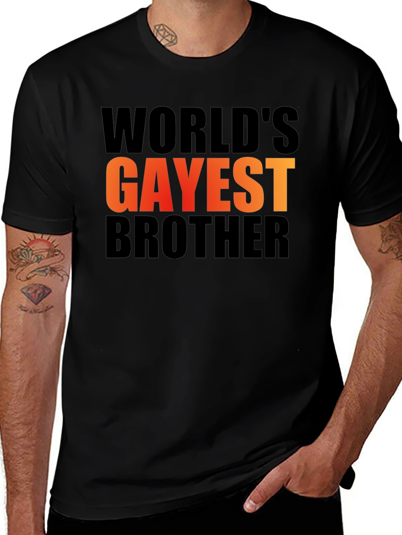 Variant 24 of World's Gayest Brother Graphic Tee - Black