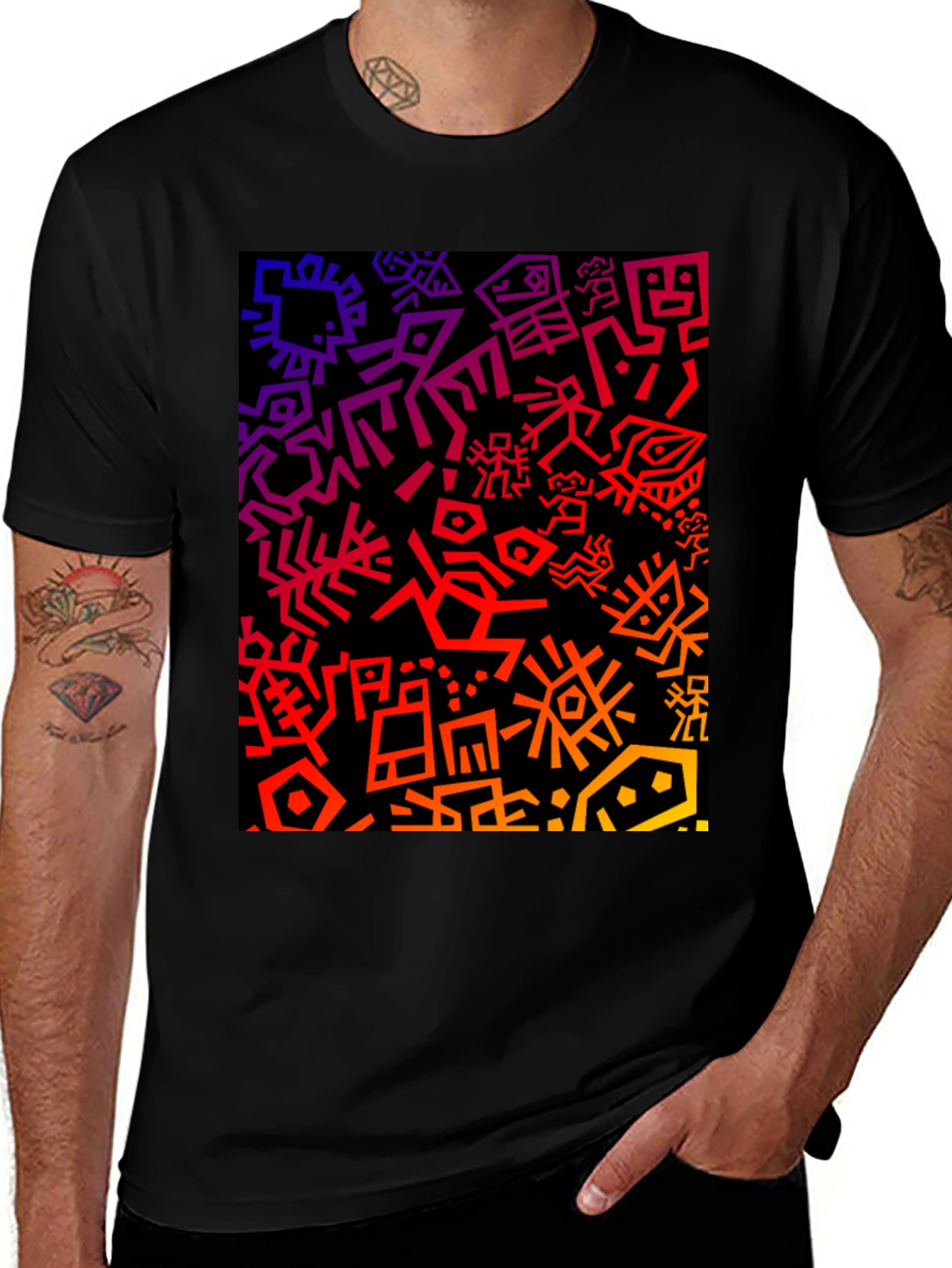 Variant 17 of Abstract Graphic Print Tee - Unique Colorful Design