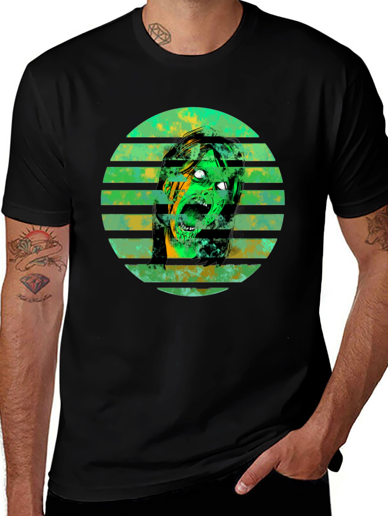 Variant 6 of Zombie Horror Graphic Tee - Men's Black T-Shirt