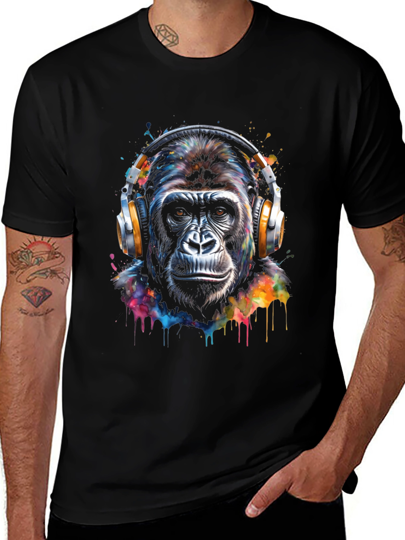 Variant 12 of Cool Gorilla Headphone T-Shirt