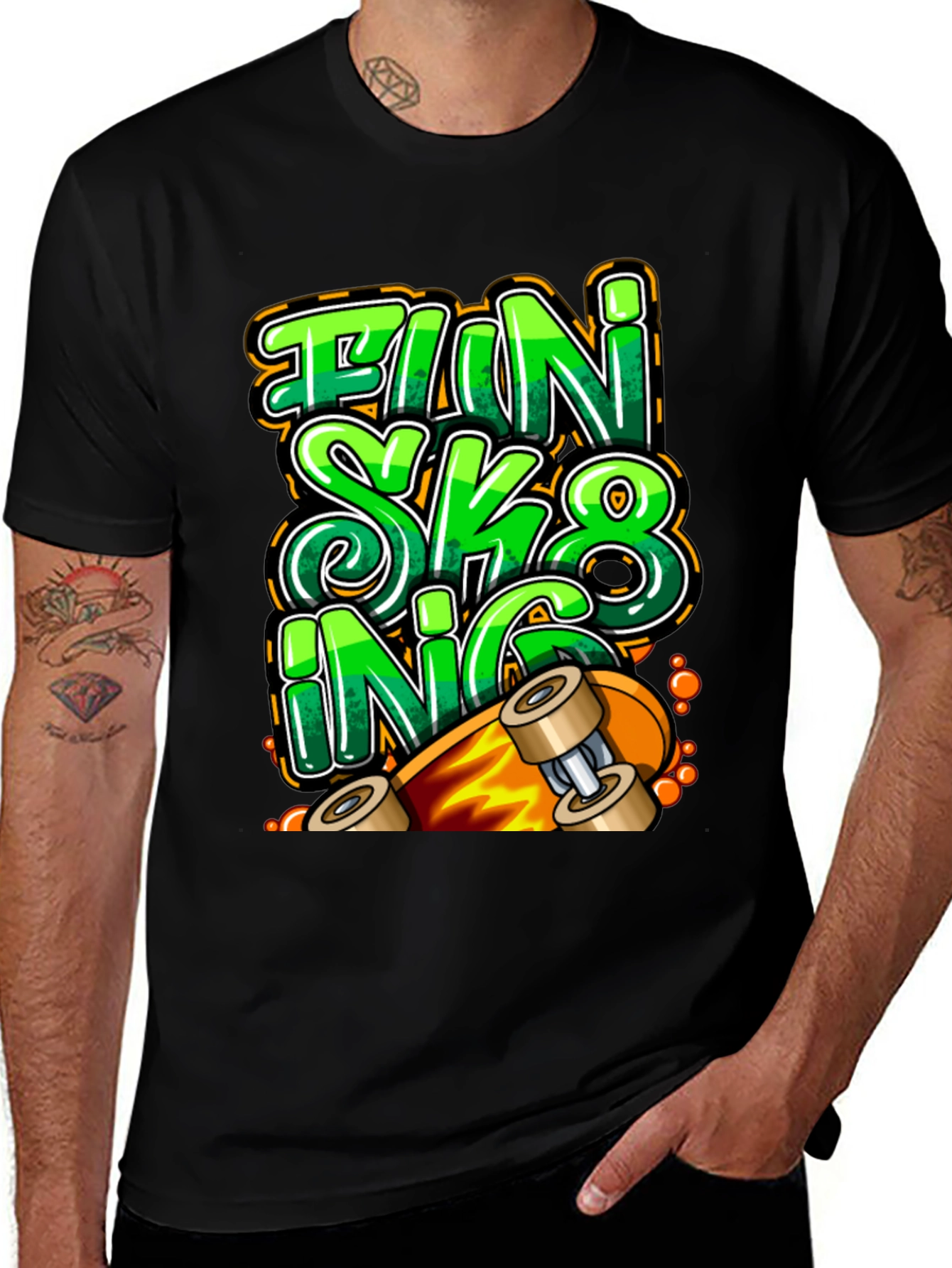 Variant 26 of Fun Skating Graphic Tee - Black T-Shirt