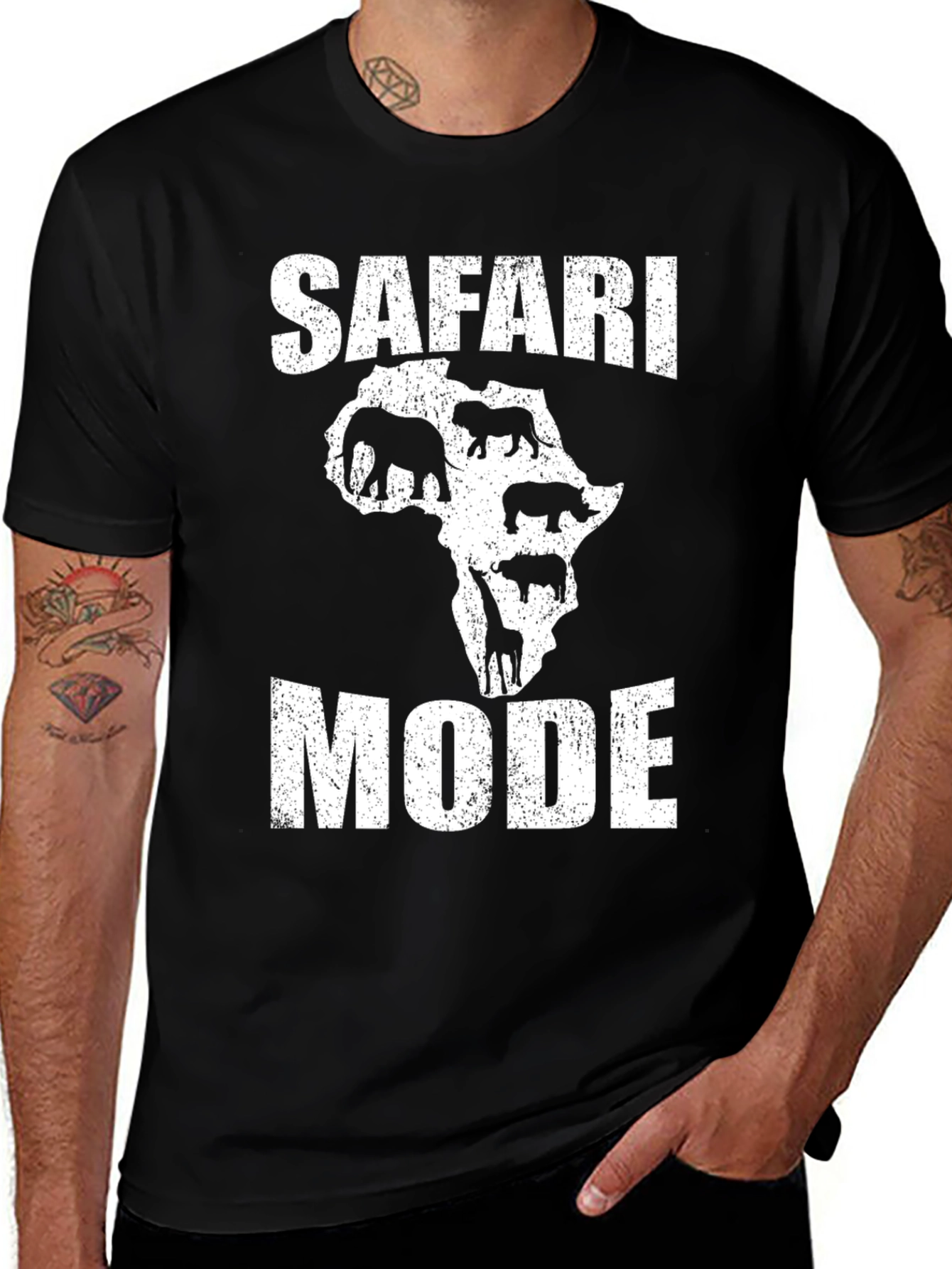 Variant 15 of Safari Mode Graphic T-Shirt - Black Cotton Tee