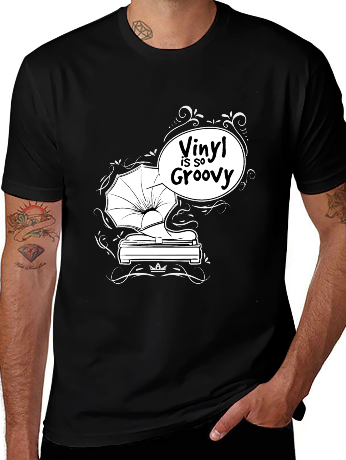 Variant 20 of Vinyl is So Groovy Black T-Shirt
