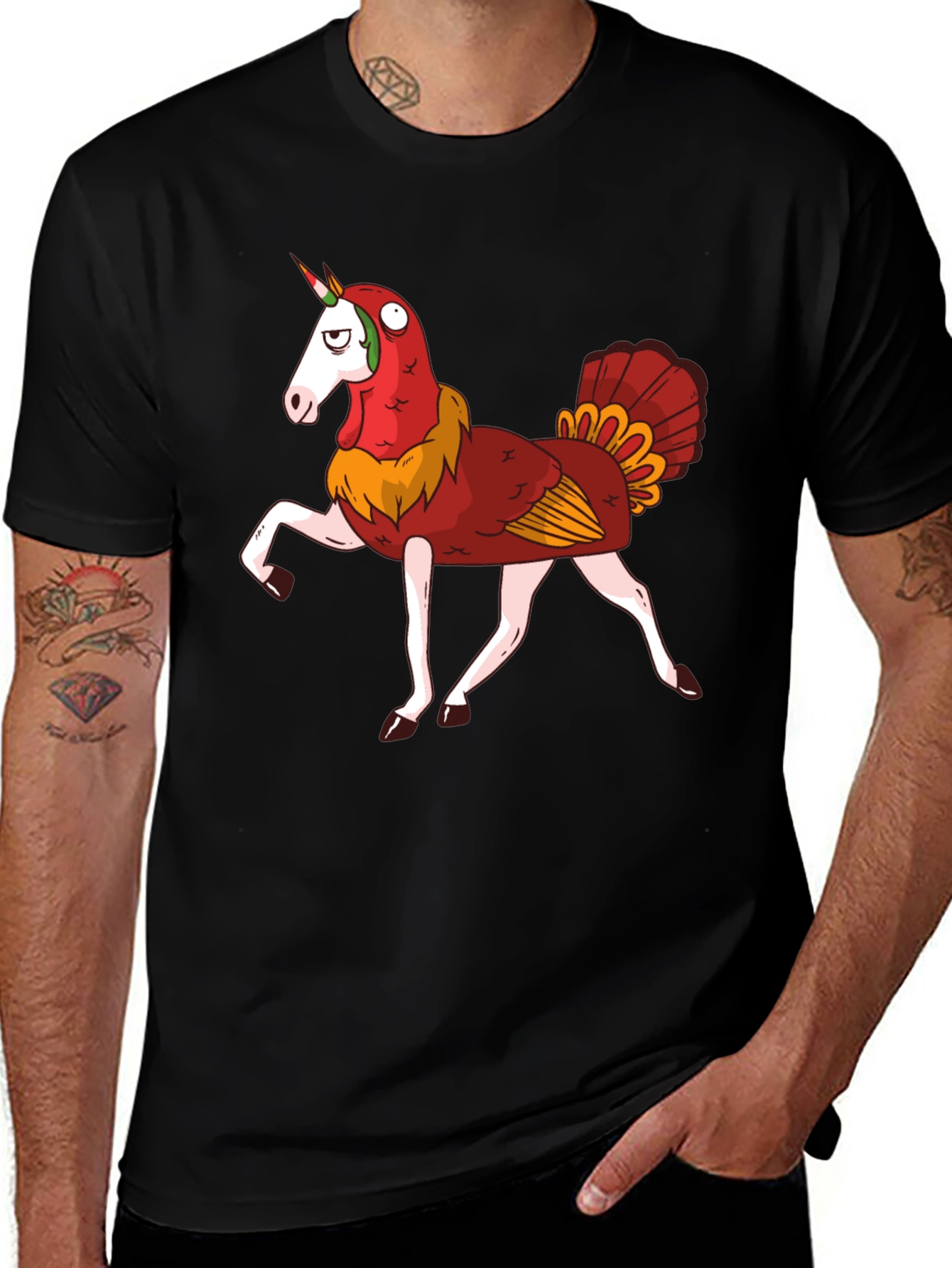 Variant 5 of Unicorn Turkey Hybrid Graphic T-Shirt