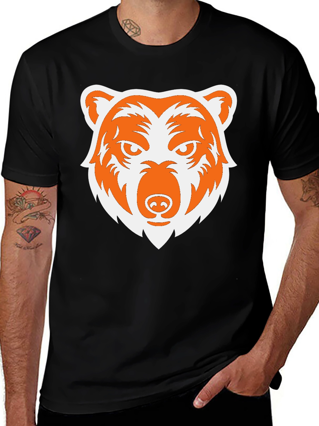 Variant 10 of Bold Bear Graphic Tee - Black Cotton Comfort