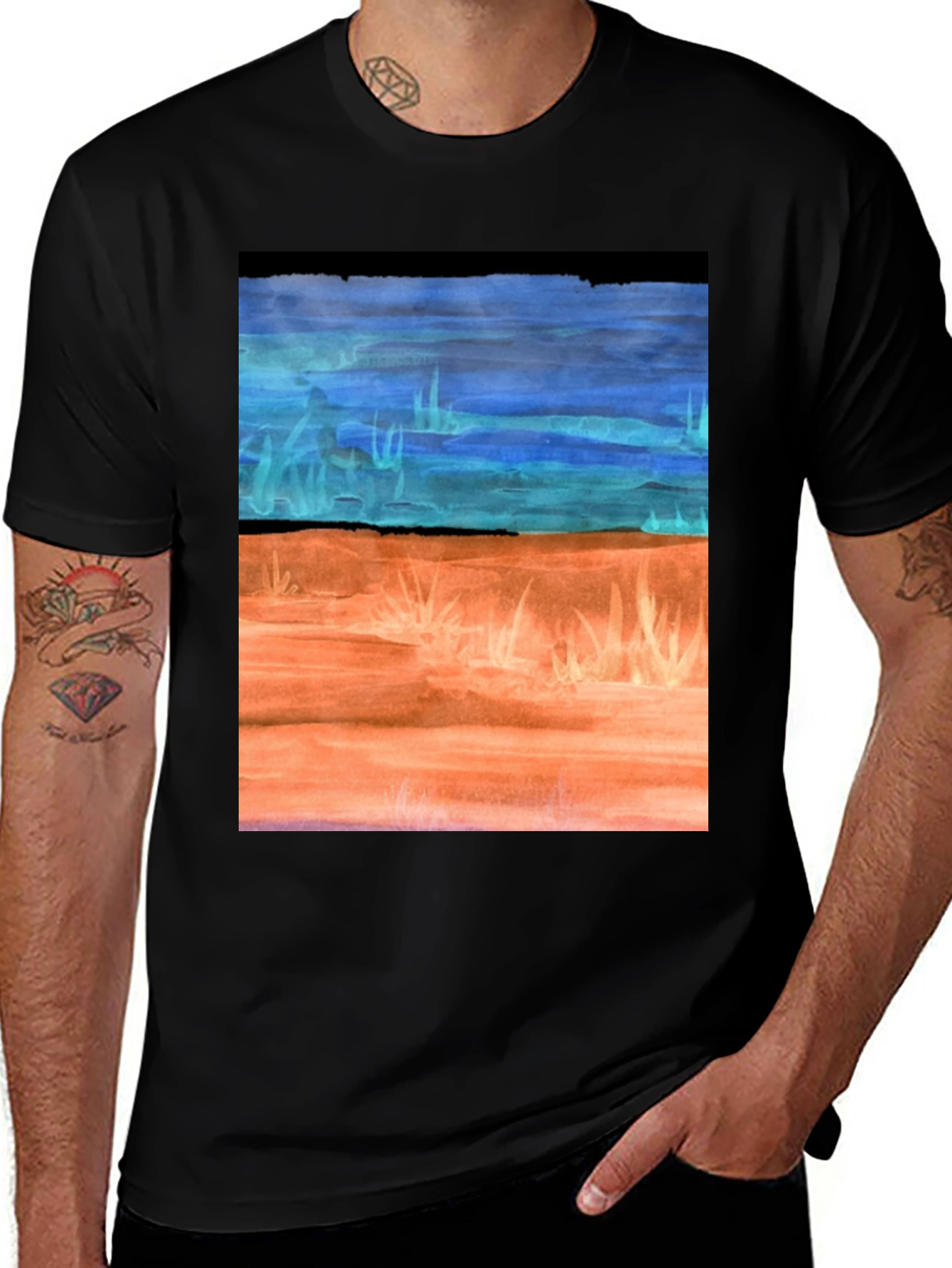 Variant 25 of Watercolor Landscape T-Shirt - Artsy Graphic Tee