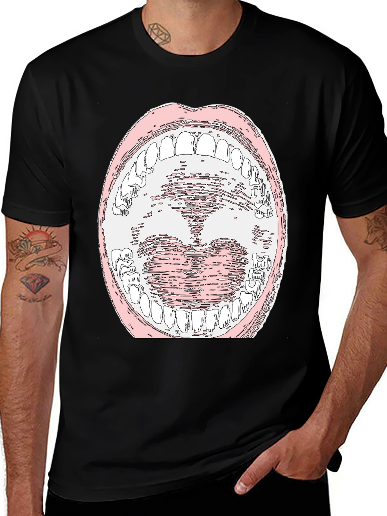Variant 20 of Open Mouth Graphic Tee - Bold Black Cotton T-Shirt