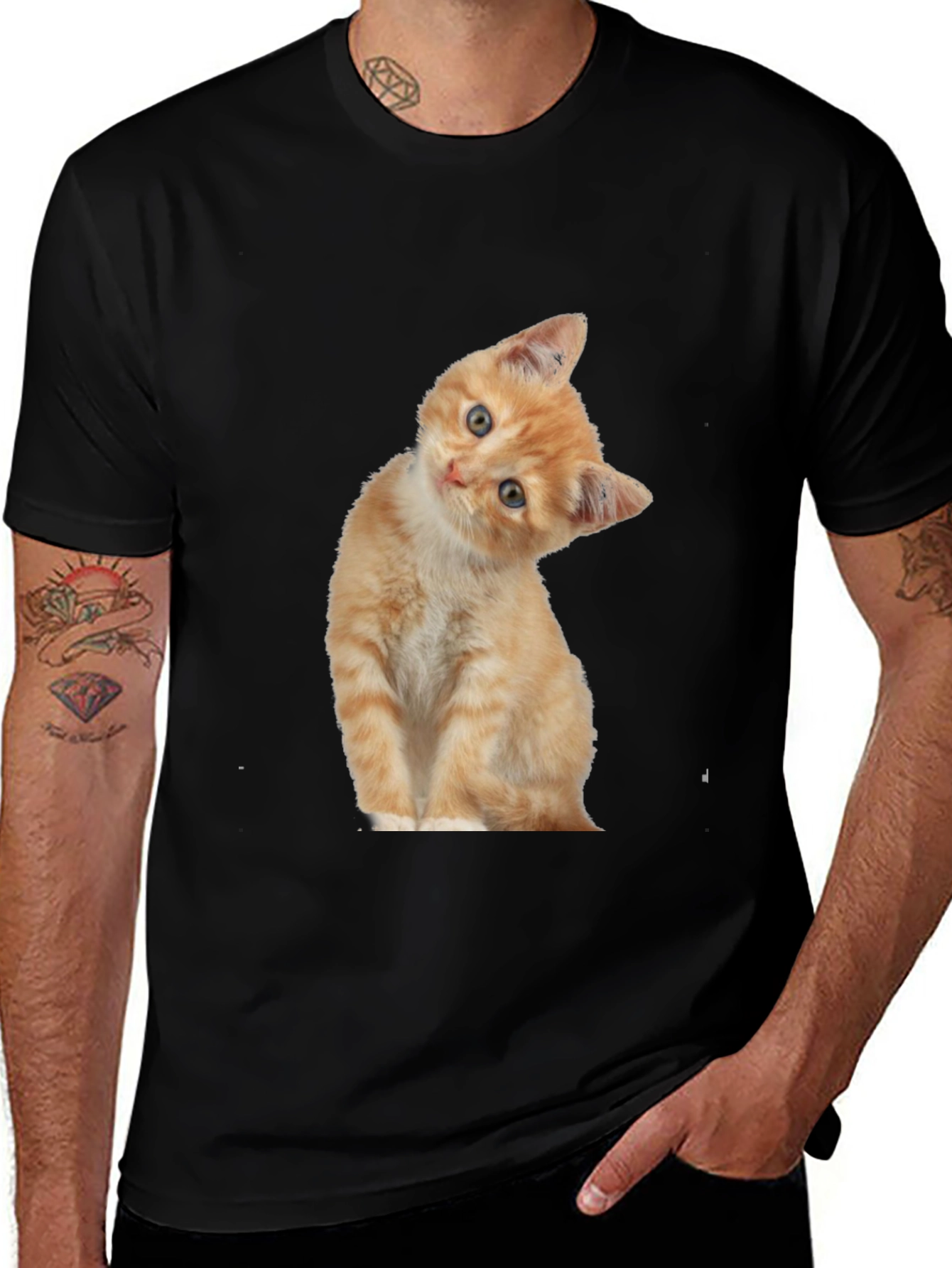 Variant 2 of Kitten Graphic Black T-Shirt